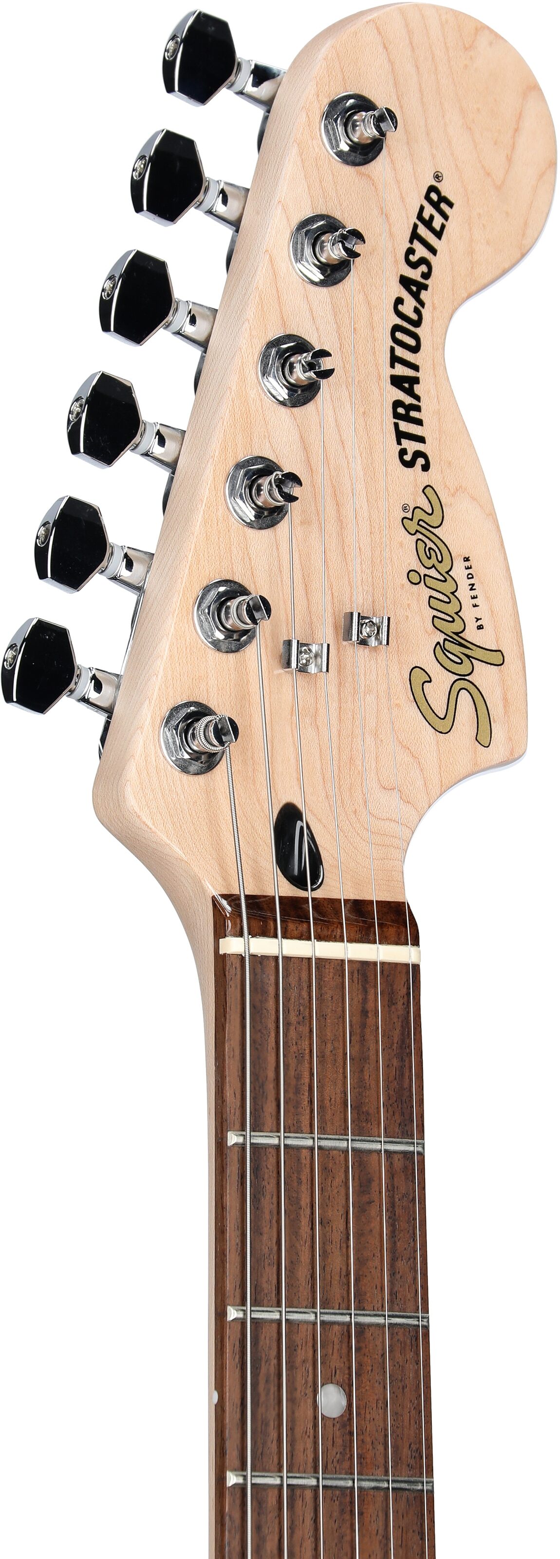 Squier Affinity Stratocaster Junior HSS Electric Guitar, Laurel Fingerboard, 3-Color Sunburst, Headstock Left Front