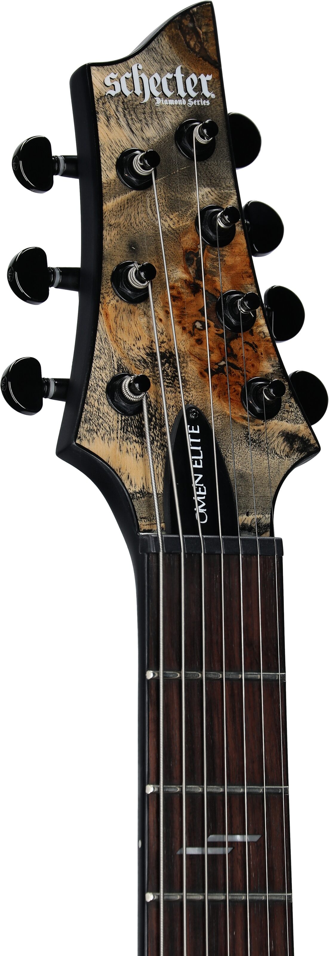 Schecter Omen Elite-7 Electric Guitar, 7-String, Charcoal, Headstock Left Front