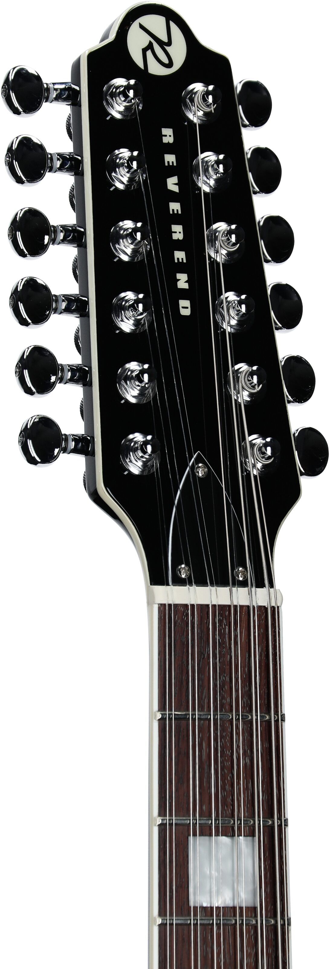 Reverend Airwave Electric Guitar, 12-String (Left-Handed), Midnight Black, Headstock Left Front
