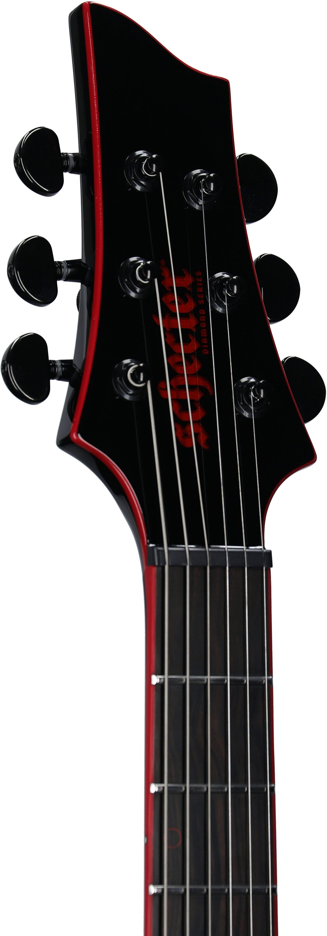 Schecter Sunset 6 Red Dawn Electric Guitar, Gloss Black, Headstock Left Front