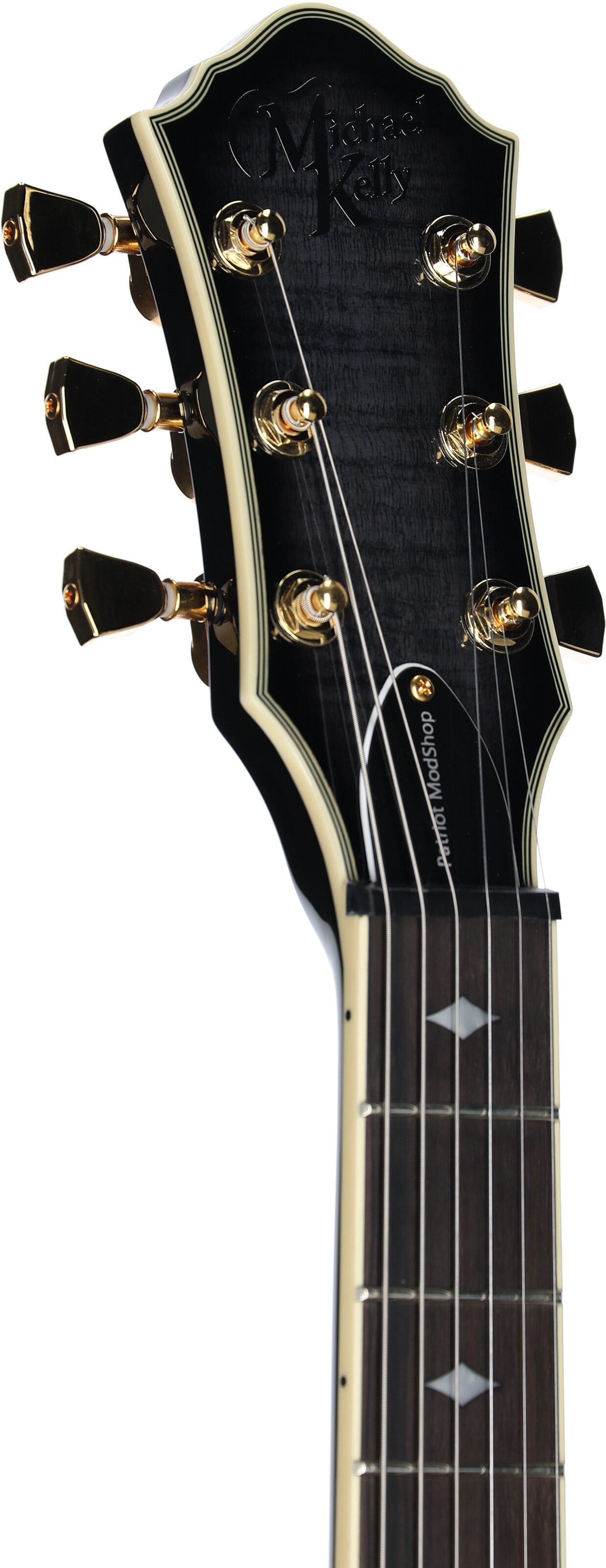 Michael Kelly Limited Modshop Narrow Body Design Patriot Electric Guitar, Smoke Burst, Headstock Left Front