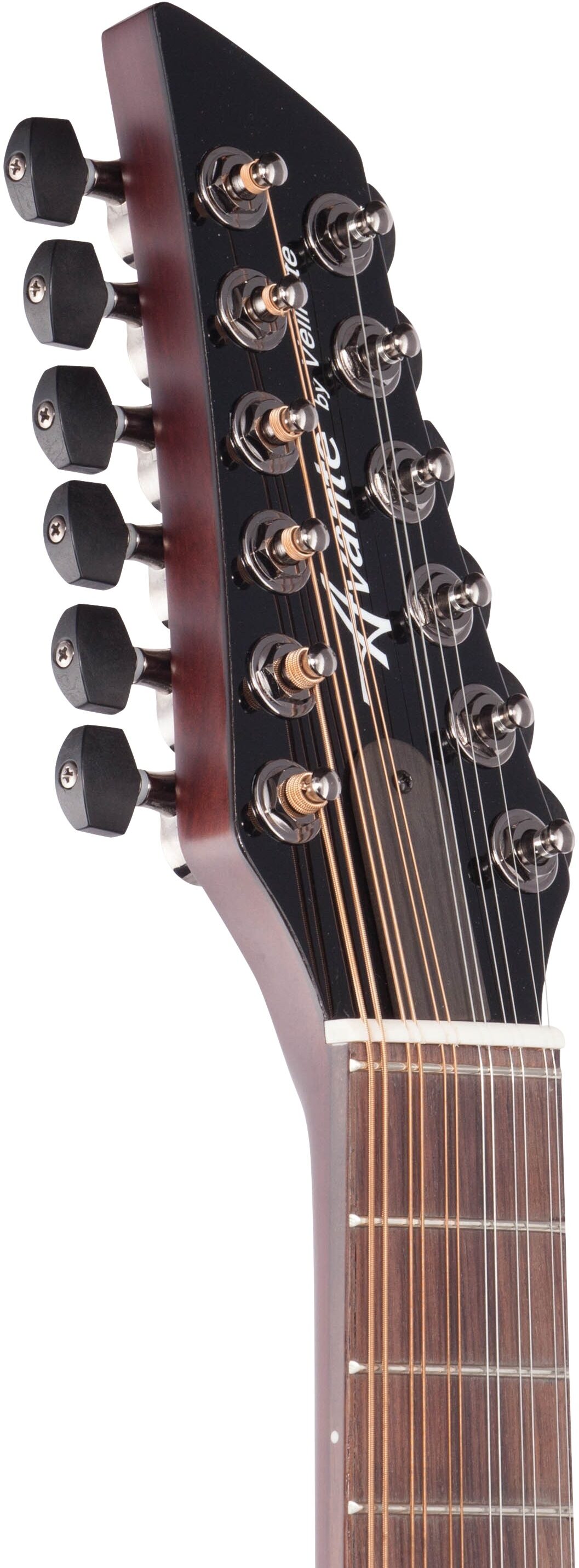 Veillette Avante Gryphon High-Tuned 12-String Acoustic Guitar, Tobacco Burst, Headstock Left Front
