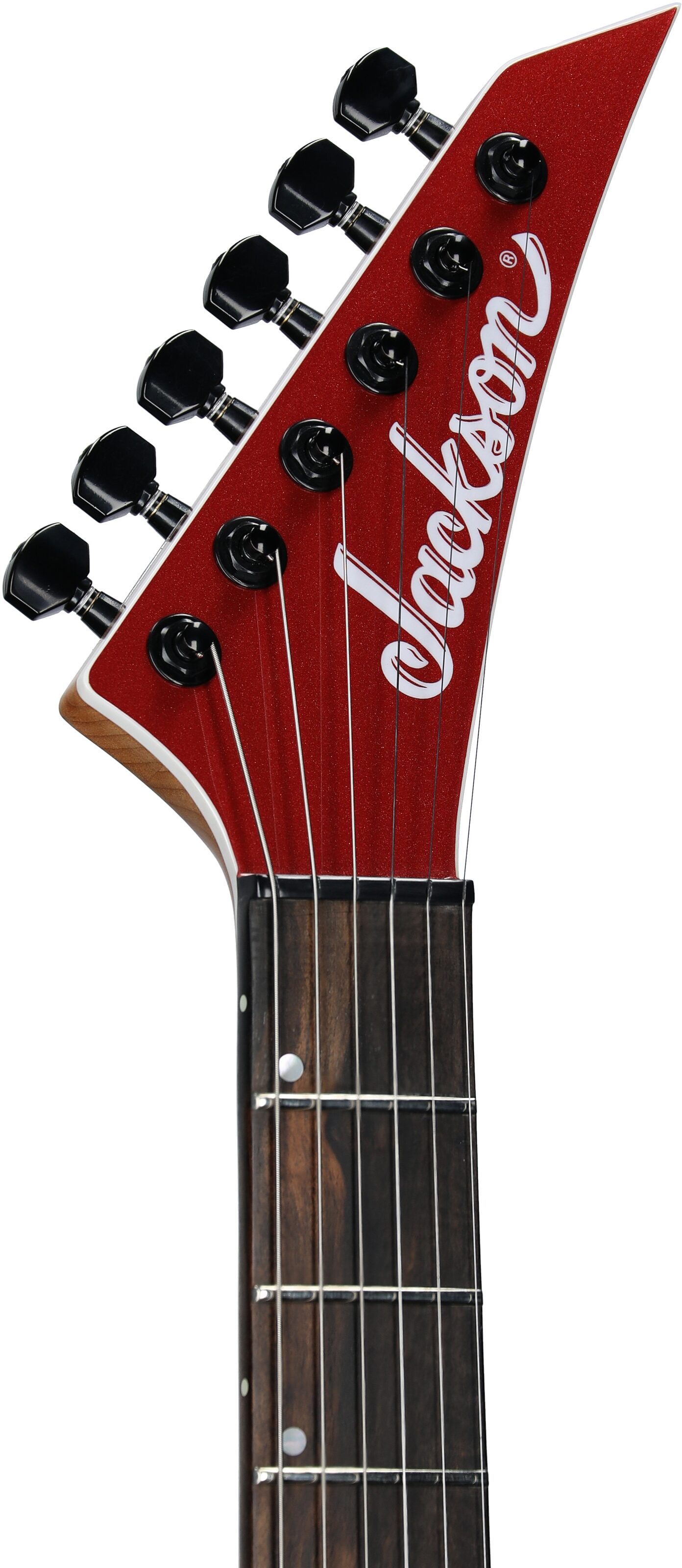 Jackson American Series Virtuoso HT Electric Guitar, (with Case), Red Crystal, Open Box (Very Good), Headstock Left Front