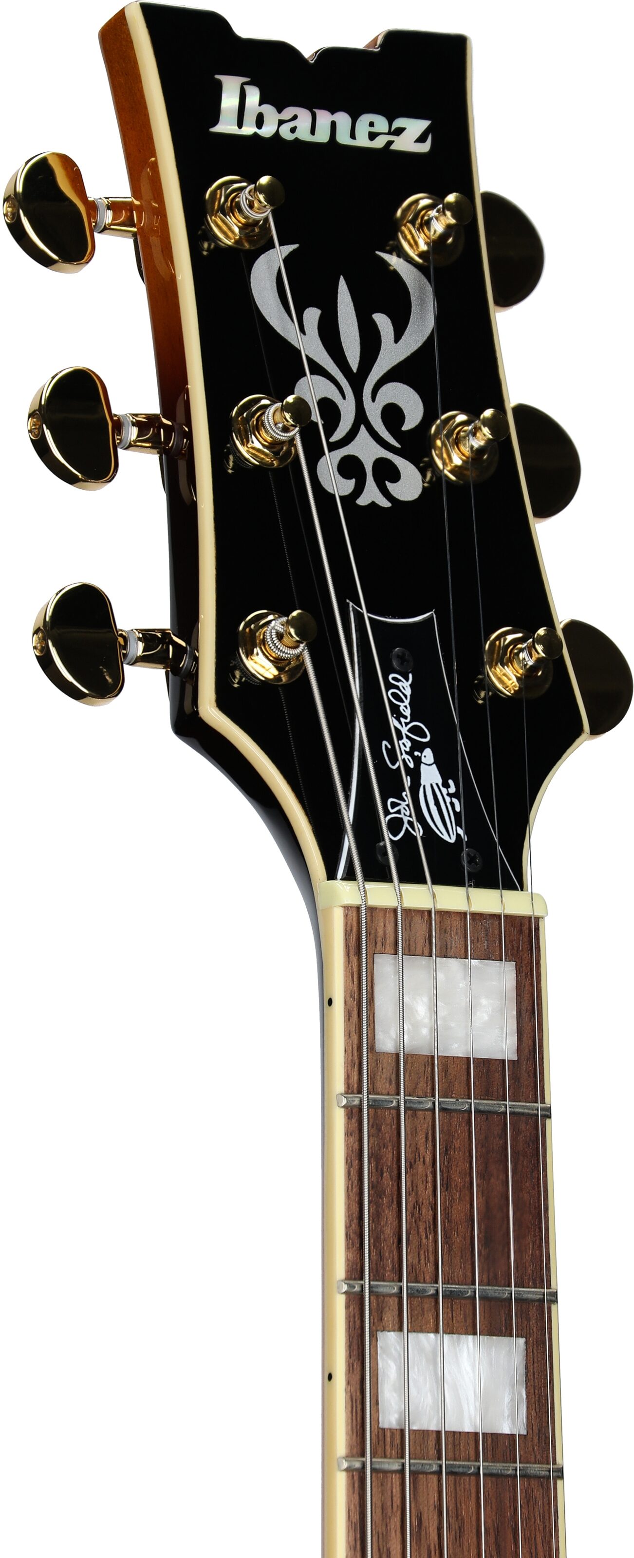 Ibanez JSM10EM John Scofield Electric Guitar, Two-Tone Burst, Headstock Left Front