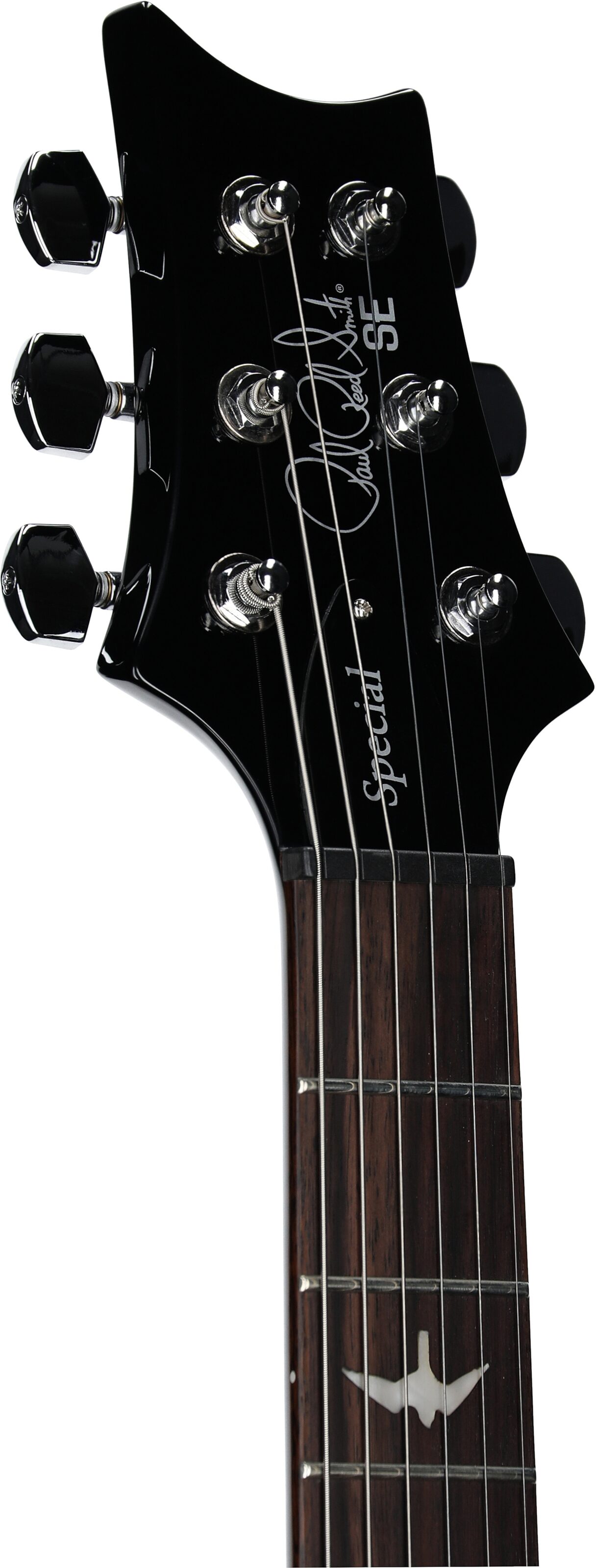 PRS Paul Reed Smith SE Special Semi-Hollow Electric Guitar (with Gig Bag), Charcoal Burst, Headstock Left Front