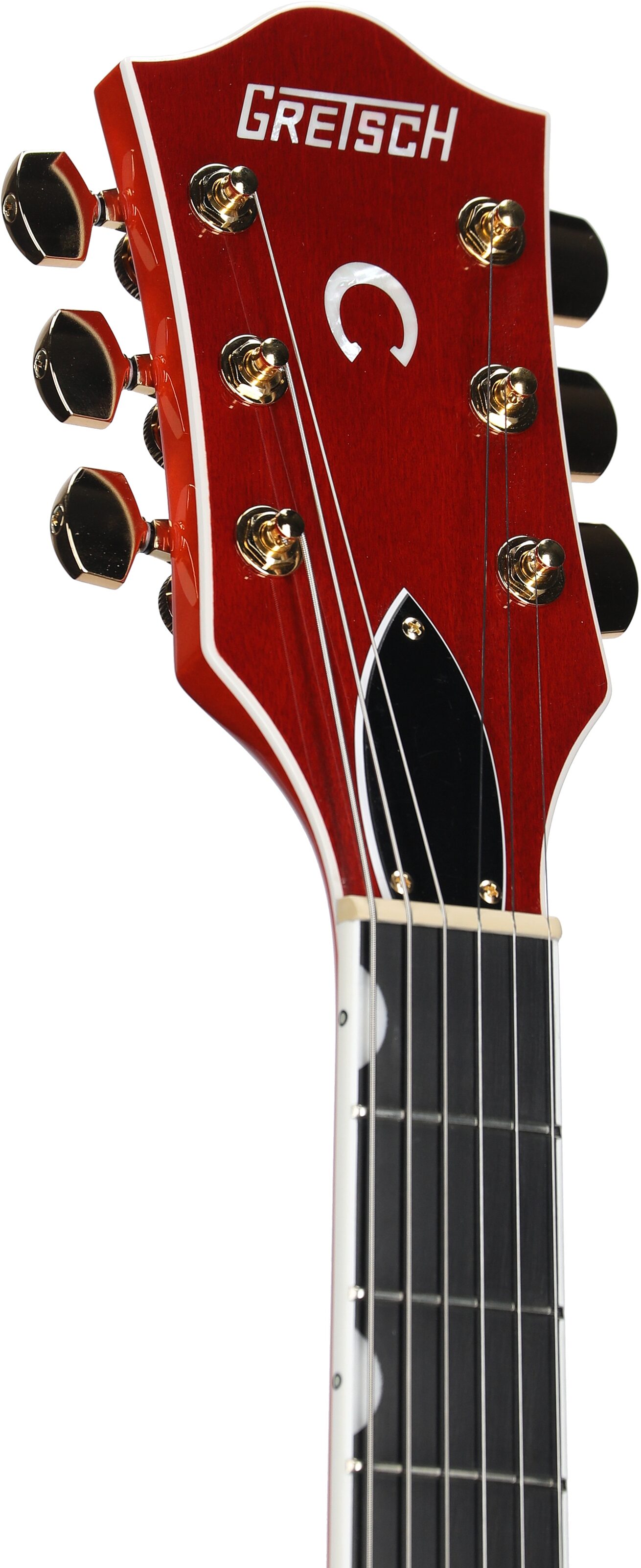 Gretsch G6120TG Players Edition Nashville Electric Guitar (with Case), Orange Stain, Headstock Left Front