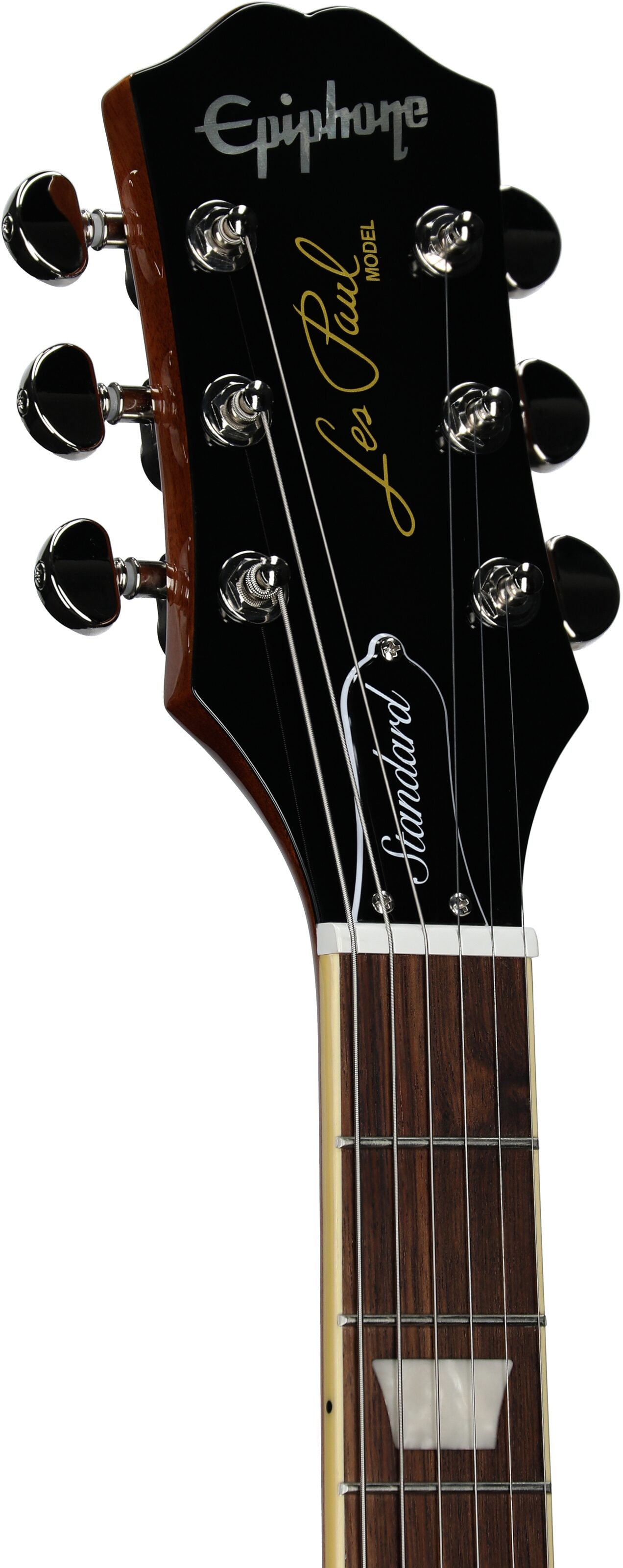 Epiphone Inspired by Gibson Les Paul Standard '60s Electric Guitar (with Gig Bag), Silver Mist, Headstock Left Front