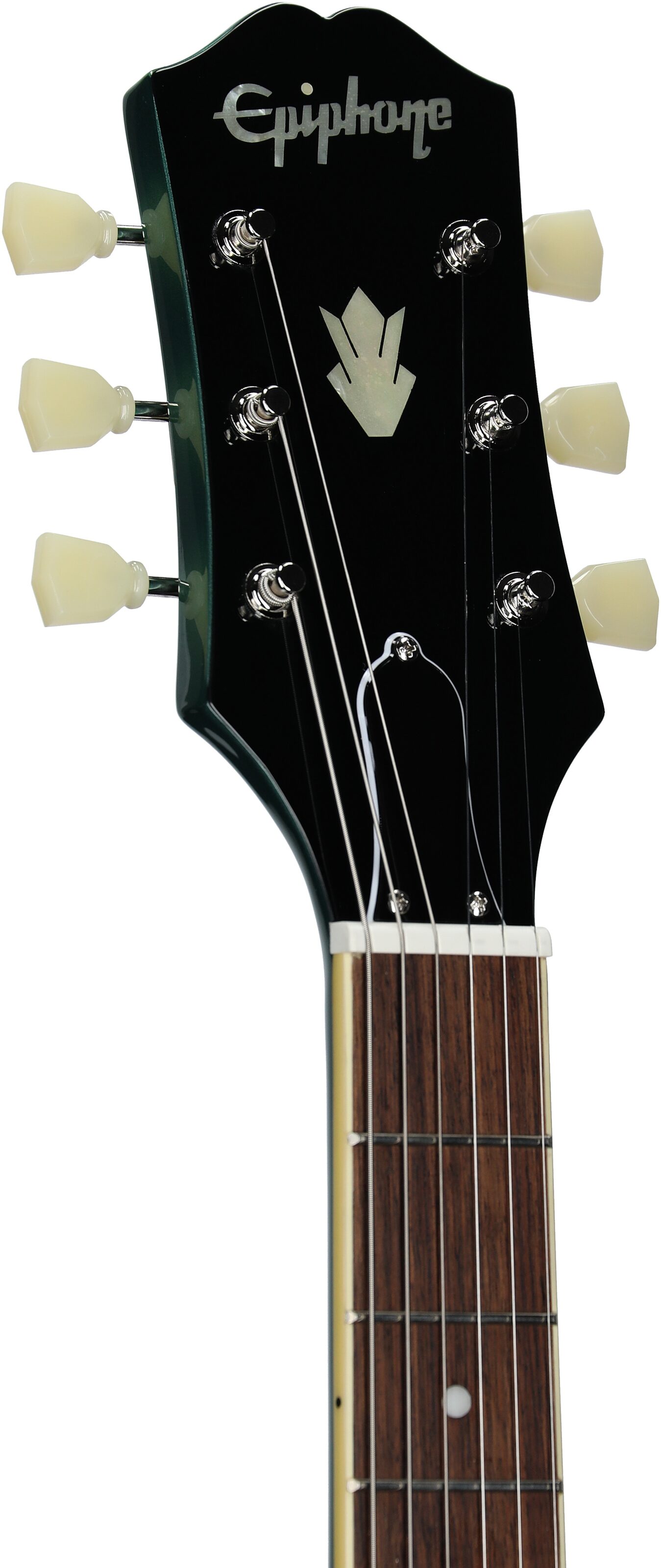 Epiphone ES-335 Traditional Pro Electric Guitar, Inverness Green, Headstock Left Front