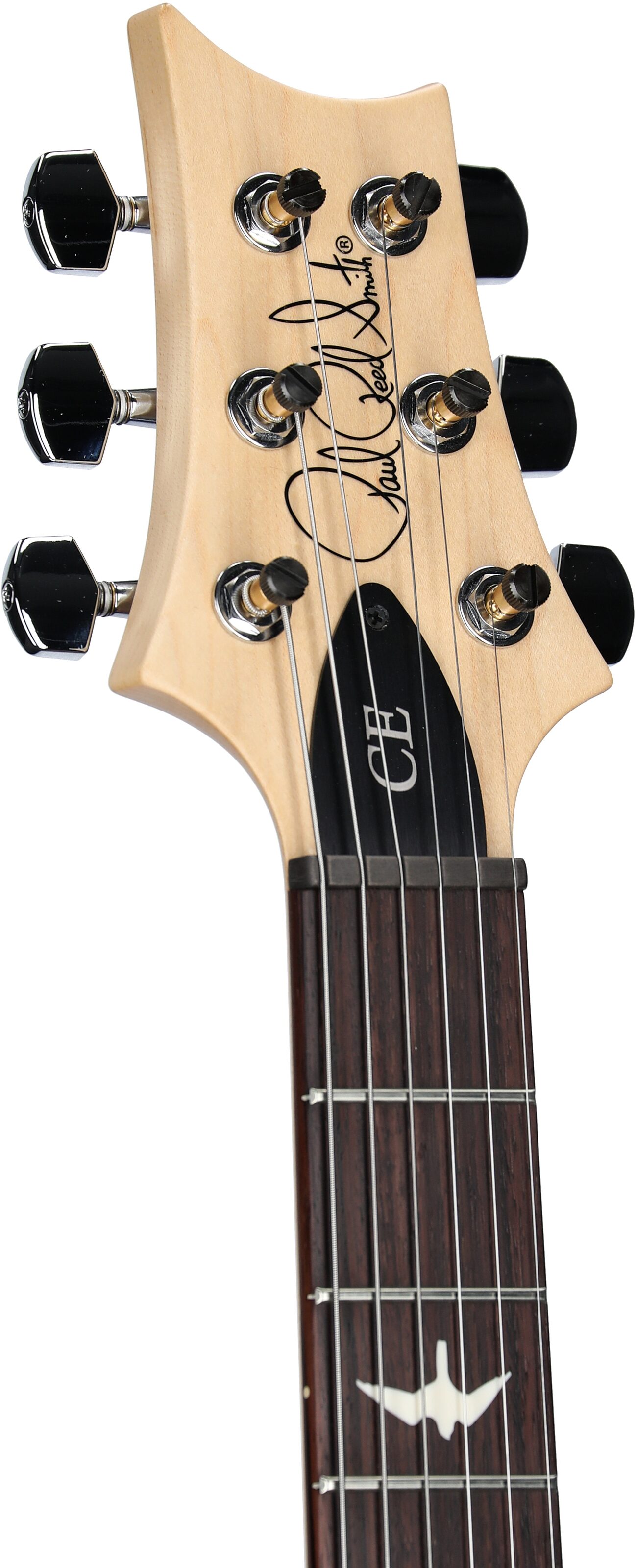 PRS Paul Reed Smith CE 24-08 Swamp Ash Electric Guitar (with Gig Bag), Satin Red Apple Metallic, Headstock Left Front