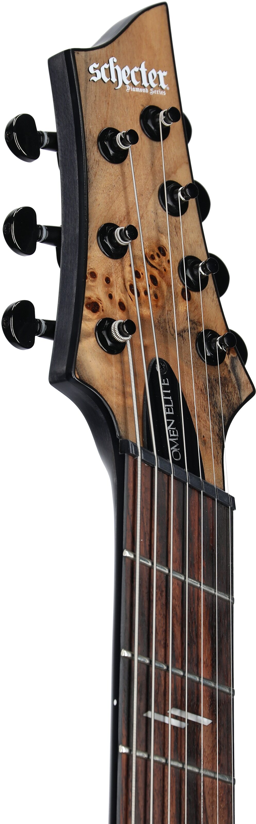 Schecter Omen Elite-7 Multiscale Electric Guitar, 7-String, Charcoal, Headstock Left Front