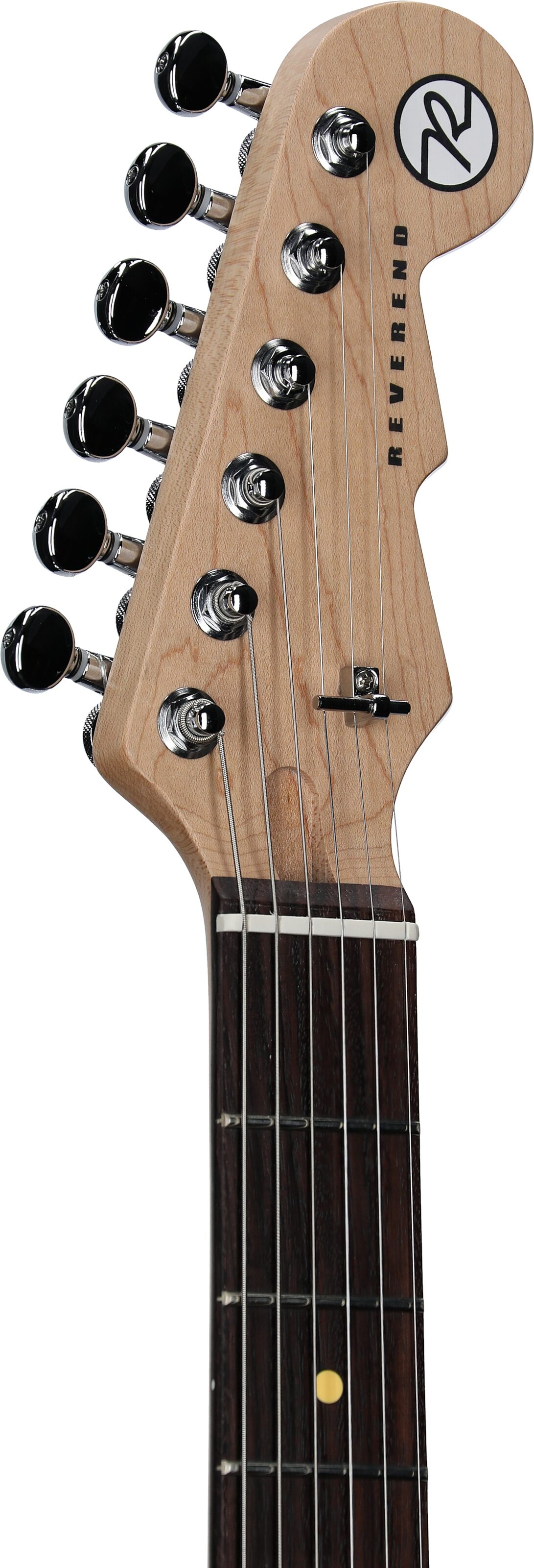 Reverend Crosscut Electric Guitar, Midnight Black, Rosewood Fretboard, Headstock Left Front