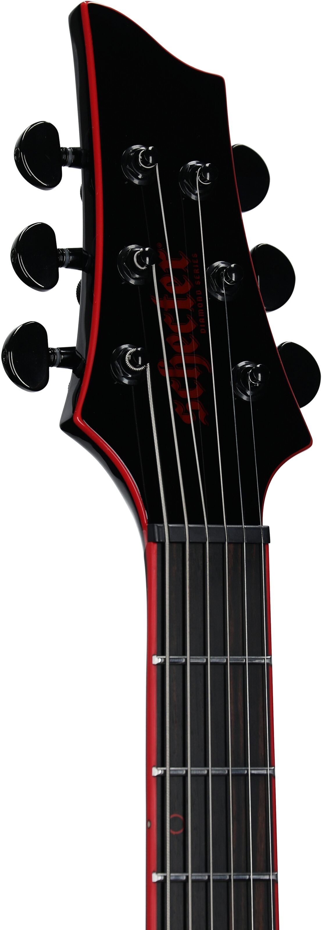 Schecter Sunset-6 ET EX Red Dawn Baritone Electric Guitar, Gloss Black, Headstock Left Front