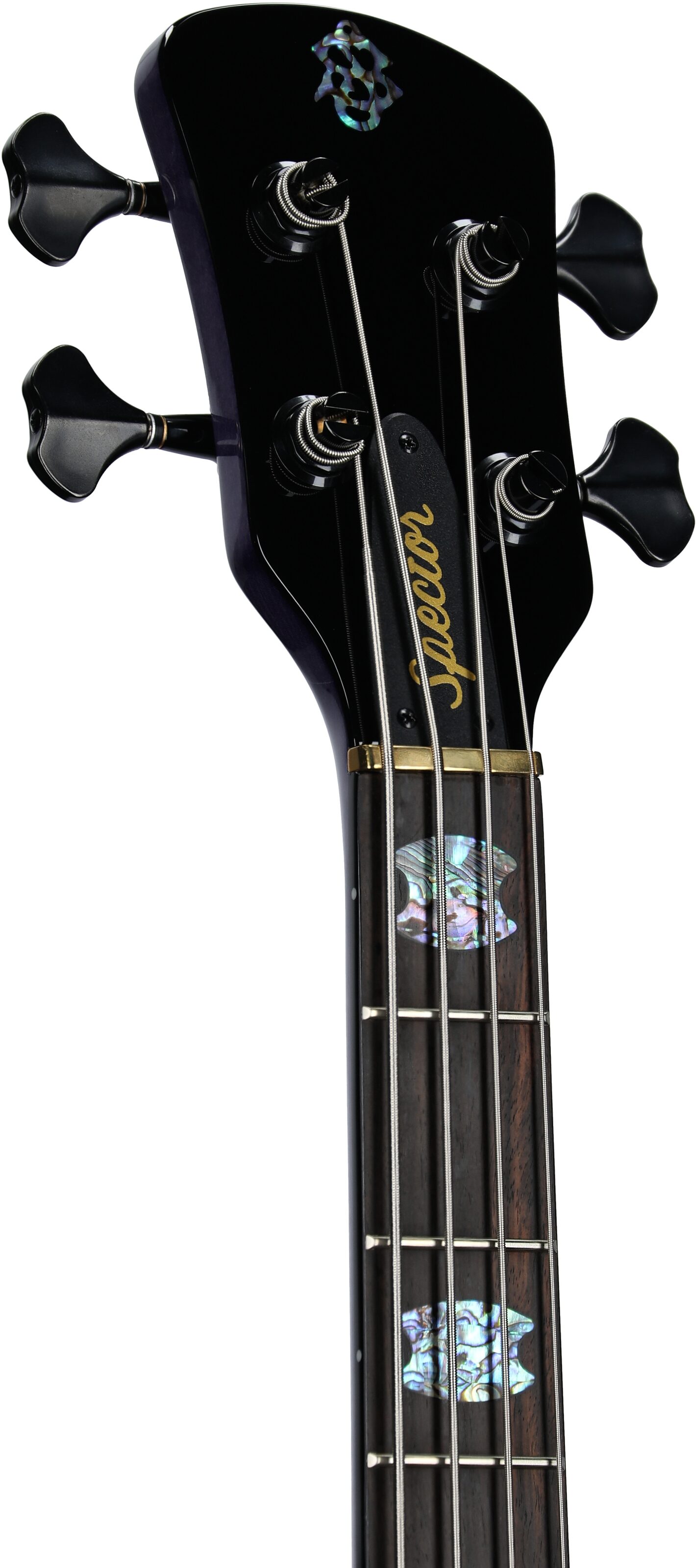 Spector Euro 4 Custom Electric Bass (with Gig Bag), Natural Violet Burst Gloss, Headstock Left Front