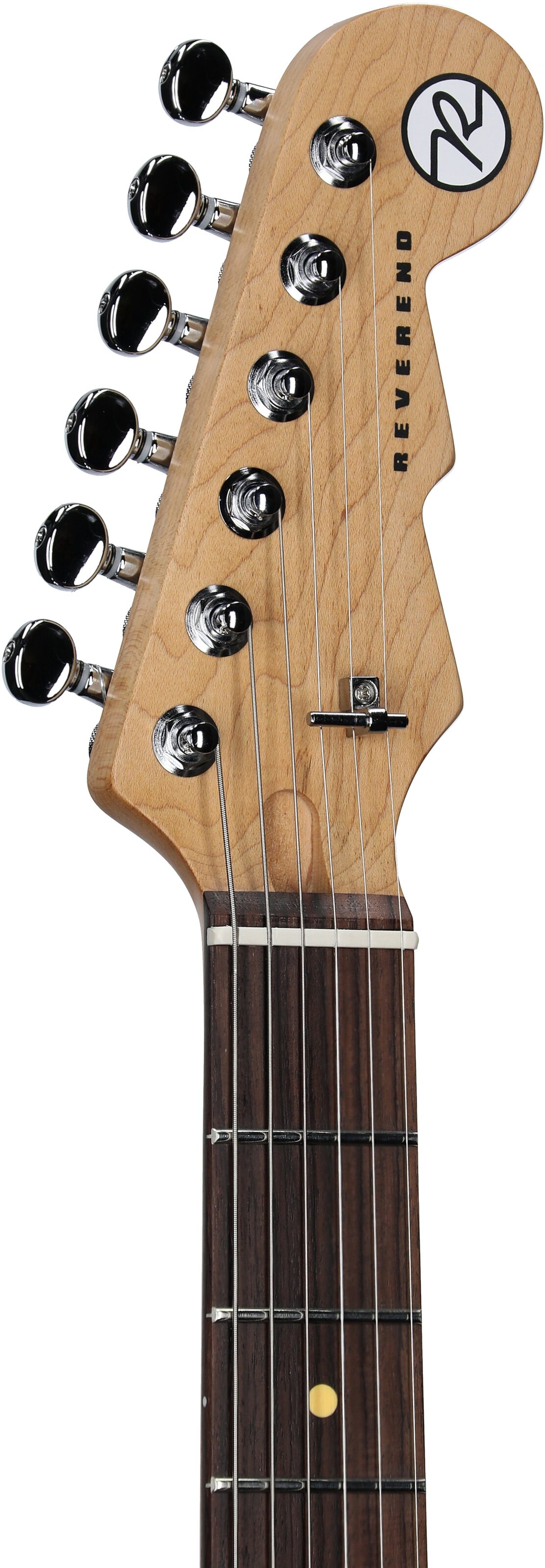 Reverend Six Gun HPP Electric Guitar, Coffee Burst, Headstock Left Front