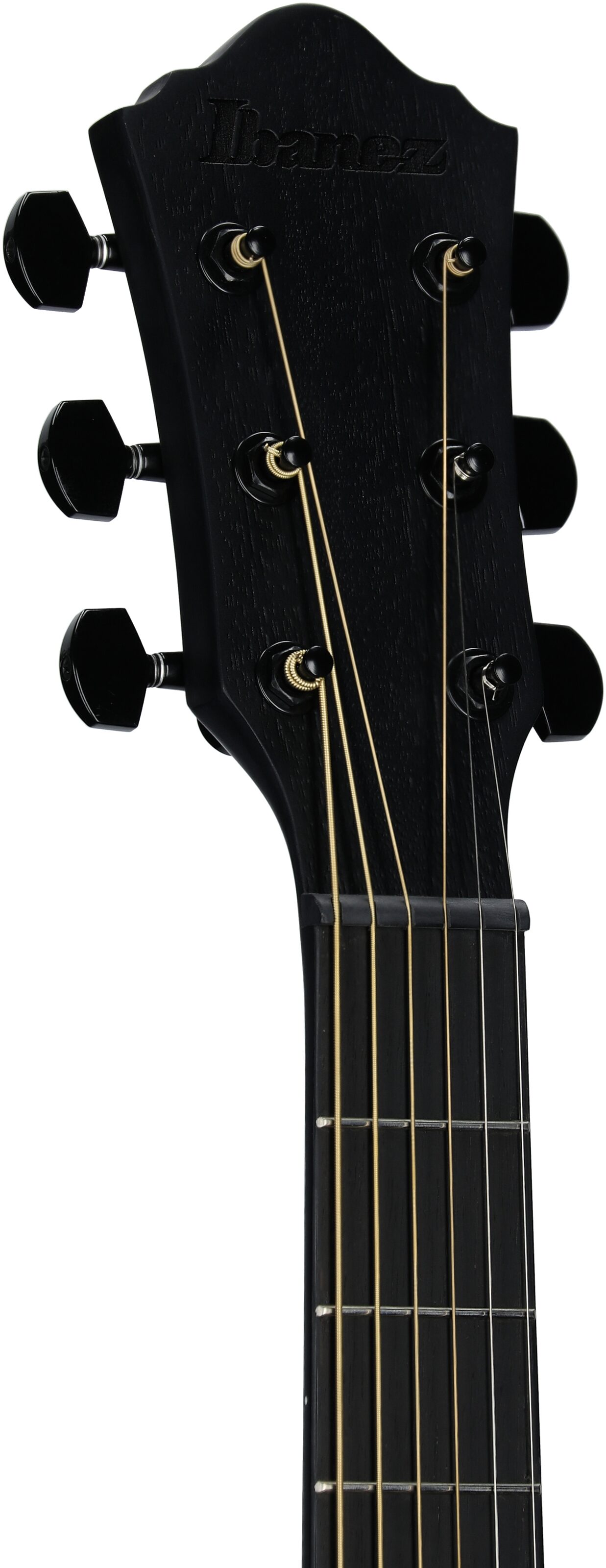 Ibanez AEWC621 Acoustic-Electric Guitar, Black Out, Headstock Left Front