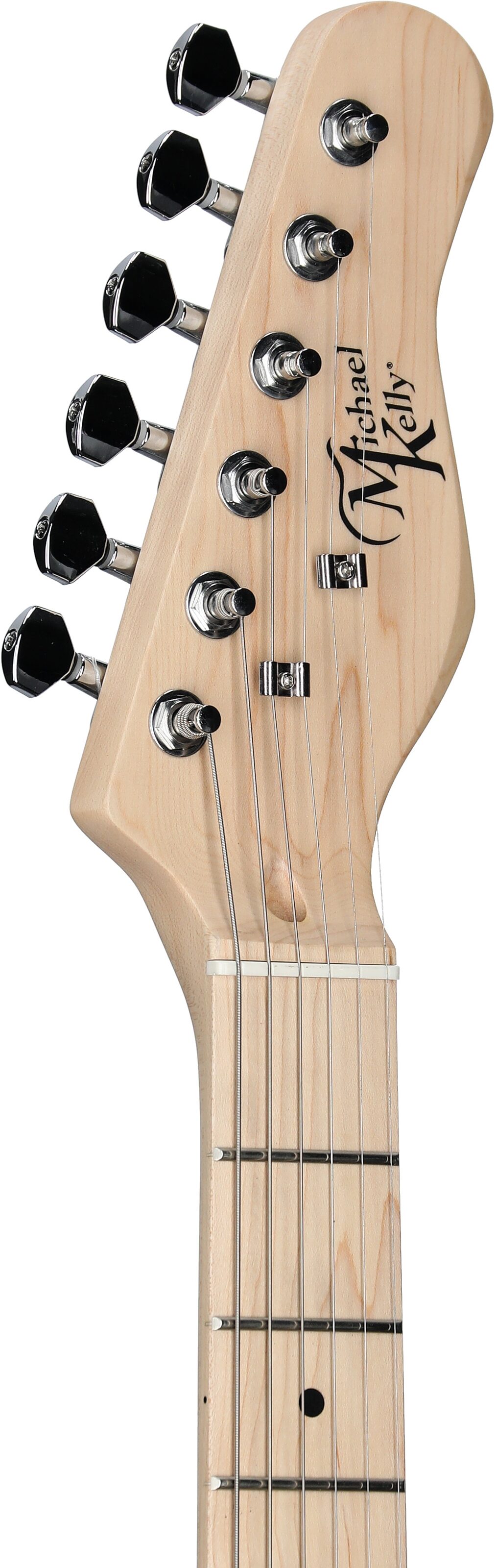 Michael Kelly 1953 Electric Guitar, with Maple Fingerboard, Natural, Spalted Maple Top, Headstock Left Front
