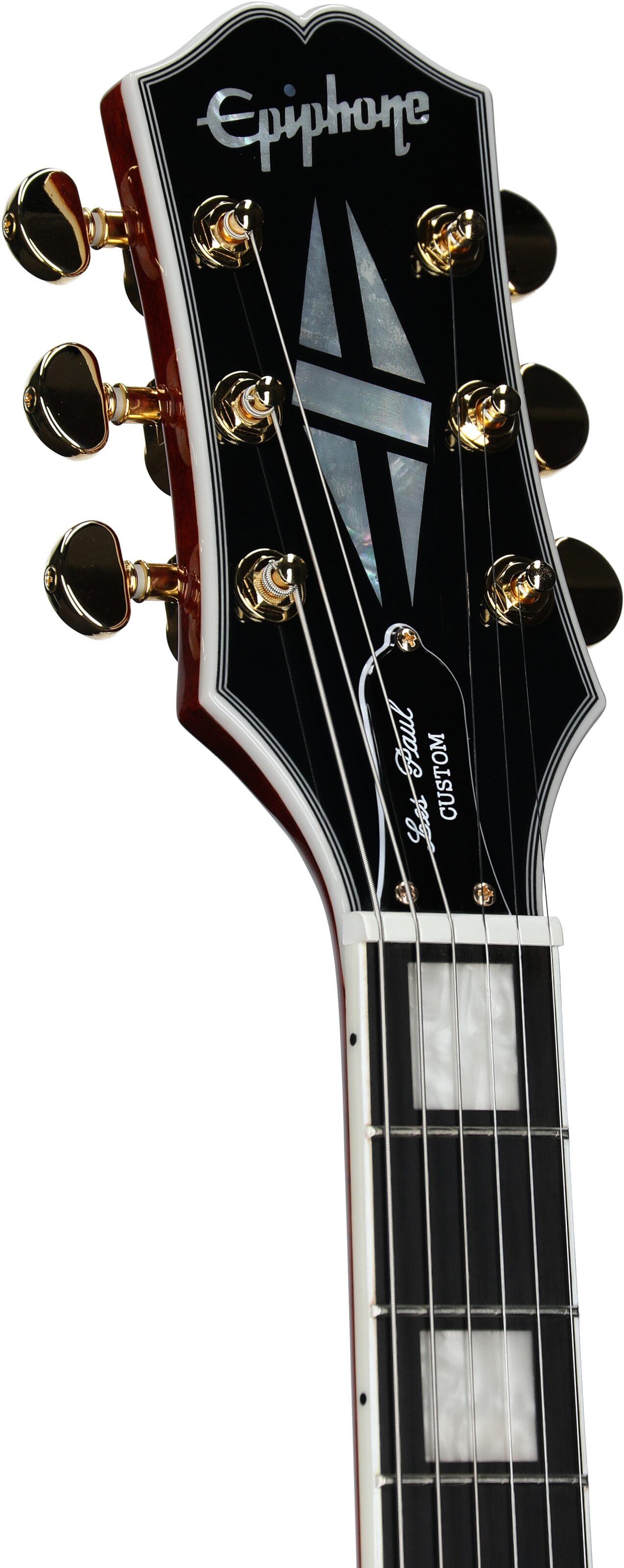 Epiphone Exclusive Les Paul Custom AAA Quilt Top Electric Guitar (with Gig Bag), Heritage Cherry Sunburst, Headstock Left Front