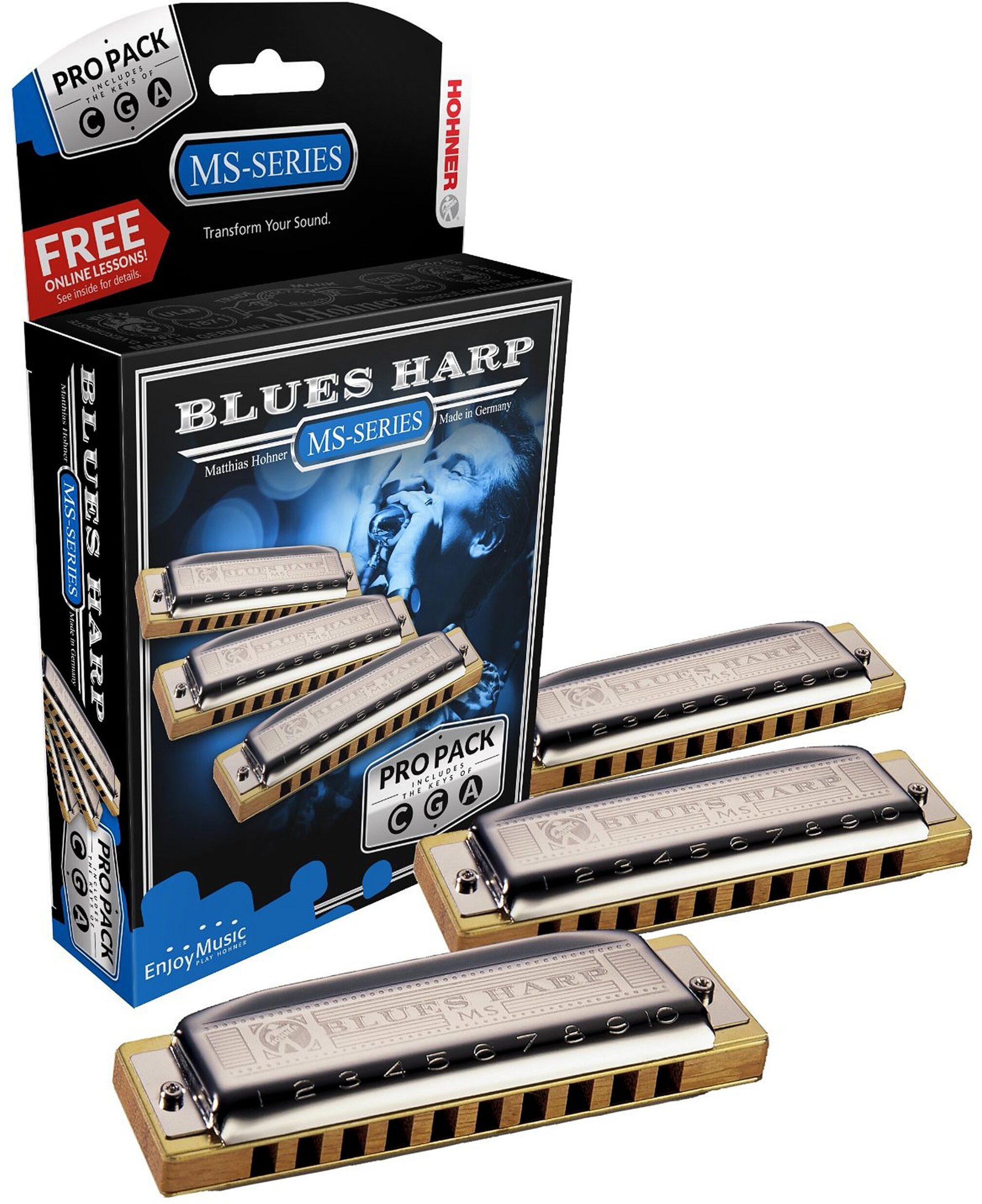 Hohner 532 Blues Harp Pro Pack Harmonica Set | zZounds