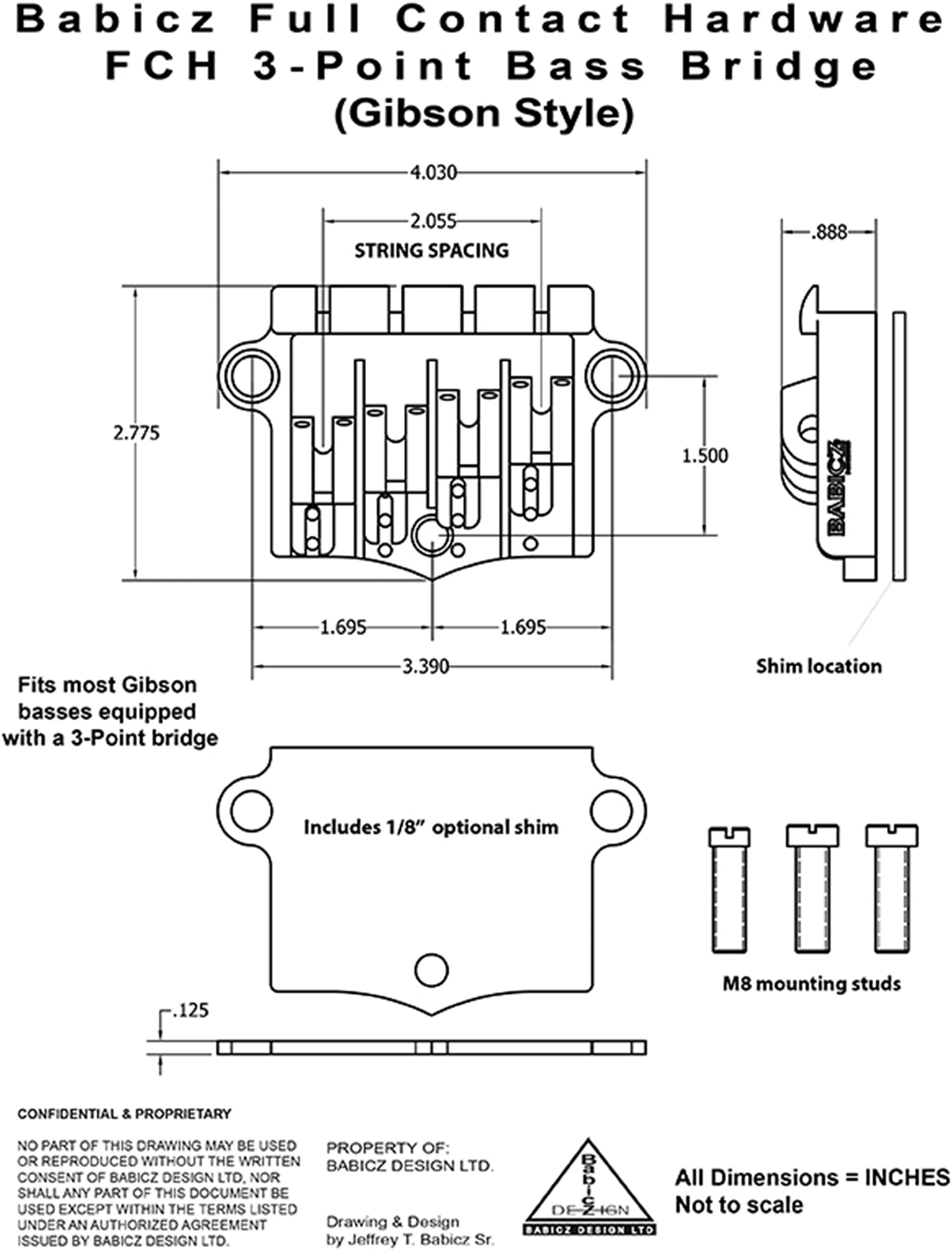 Babicz FCH 3-Point Bass Bridge, Action Position Back