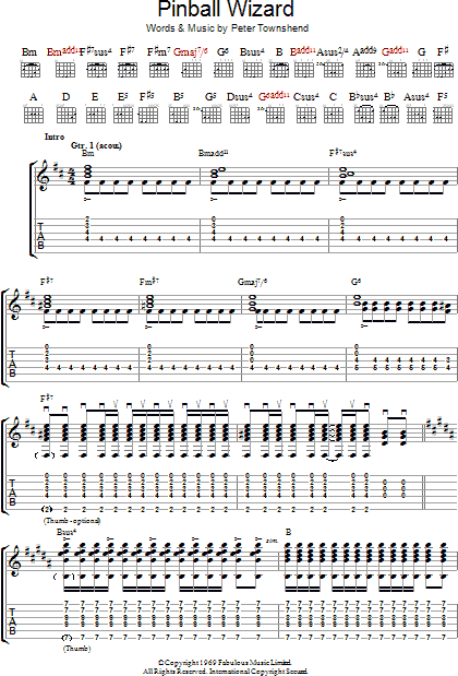 The Who 'Pinball Wizard' Sheet Music, Chords & Lyrics