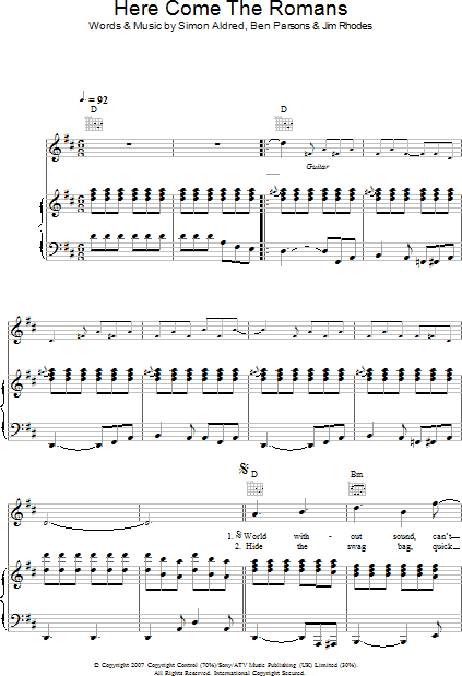 Here Come The Romans - Piano/Vocal/Guitar, New, Main
