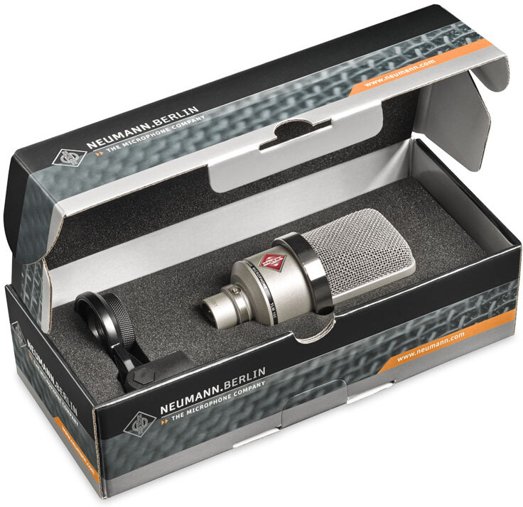 Neumann TLM 102 Studio Microphone, Nickel, TLM 102, with Swivel Mount, Package