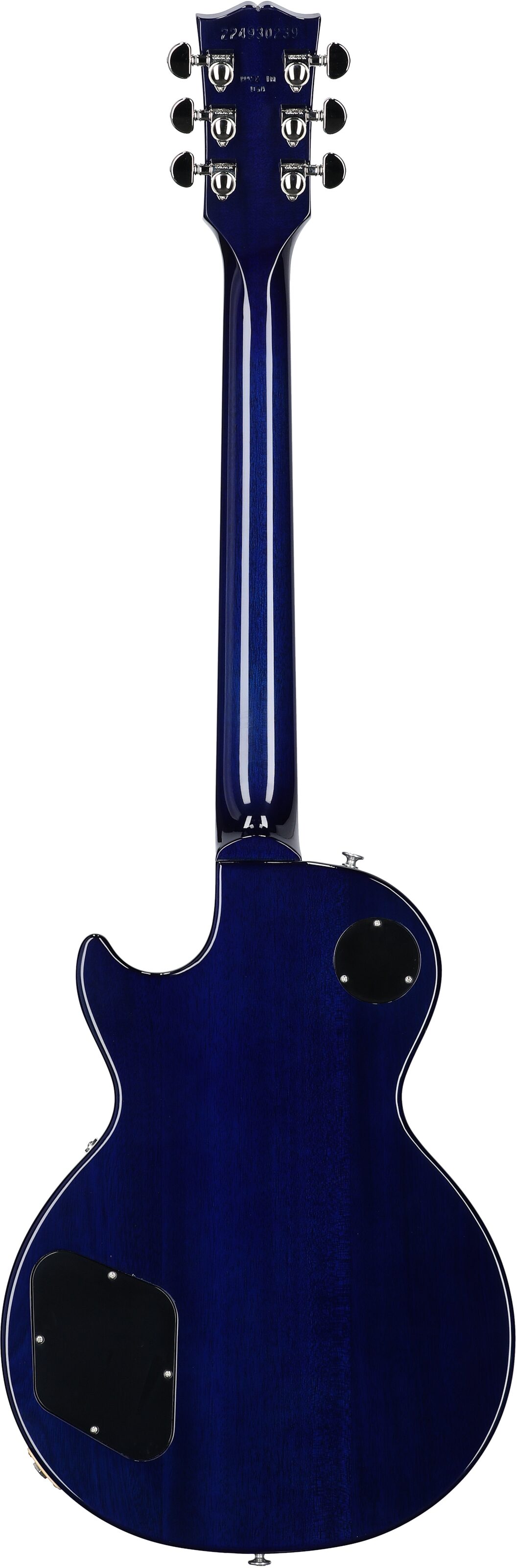 Gibson Les Paul Standard 60s Custom Color Electric Guitar, Figured Top (with Case), Blueberry Burst, Serial Number 224930239, Full Straight Back