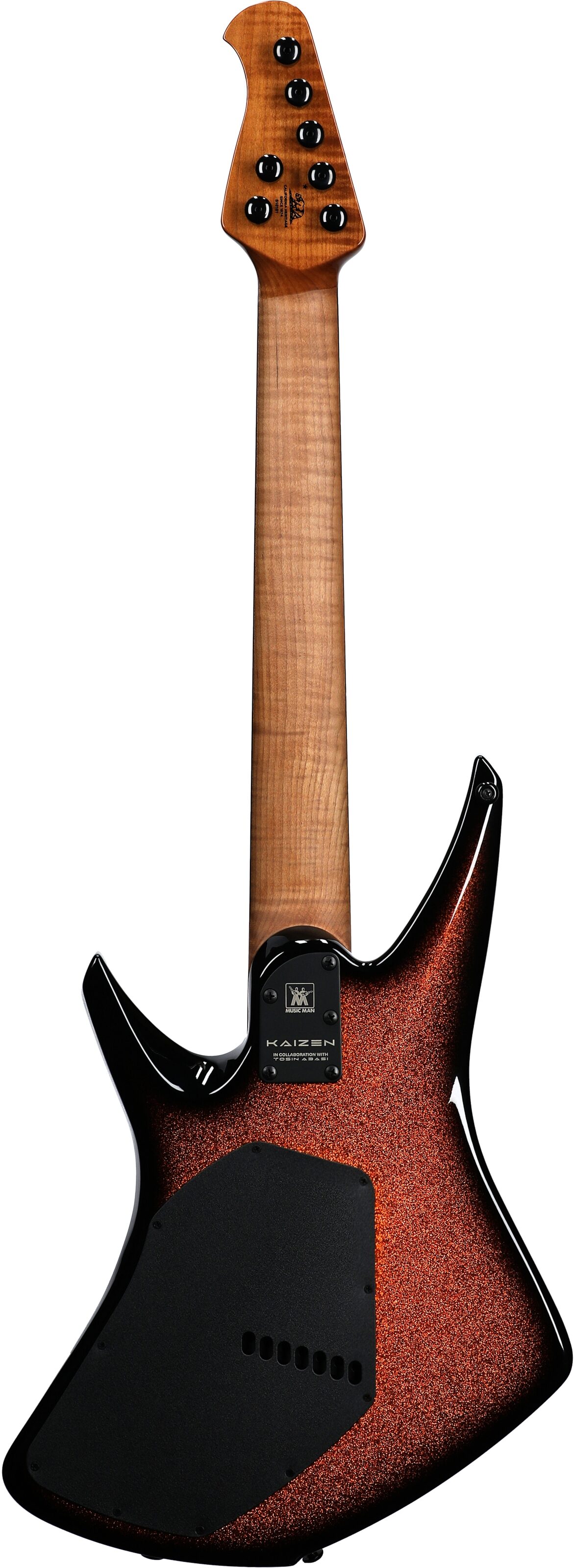 Ernie Ball Music Man Kaizen 7 Electric Guitar (with Case), Ember Burst, Serial Number S10101, Full Straight Back