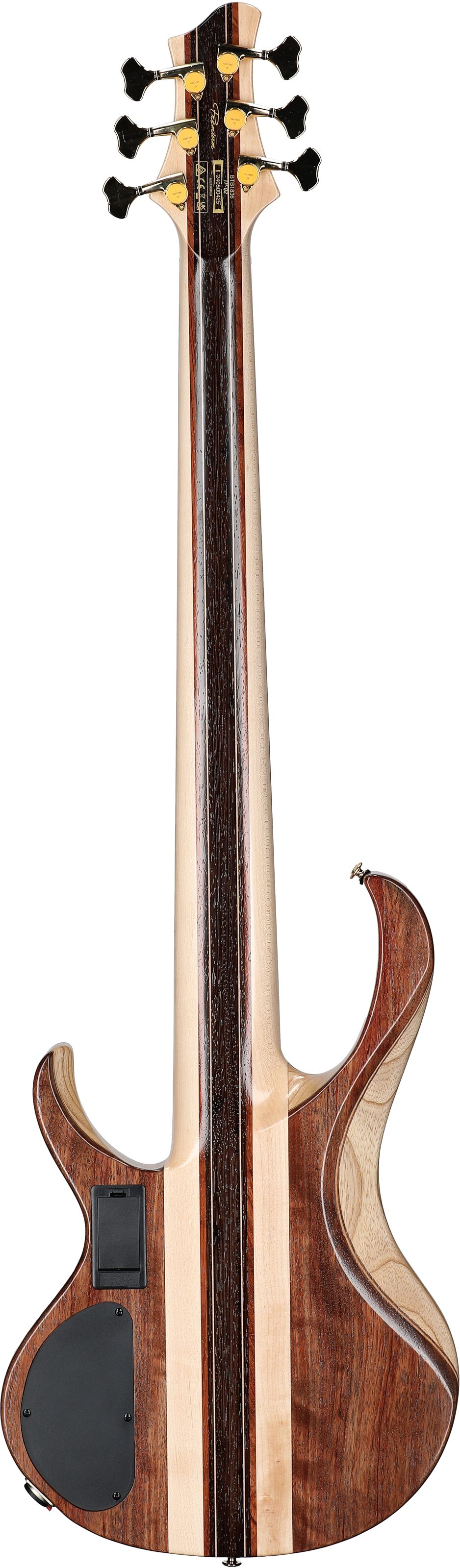 Ibanez BTB1836 Premium Electric Bass, 6-String (with Gig Bag), Natural Shadow, Serial Number 240500425, Full Straight Back