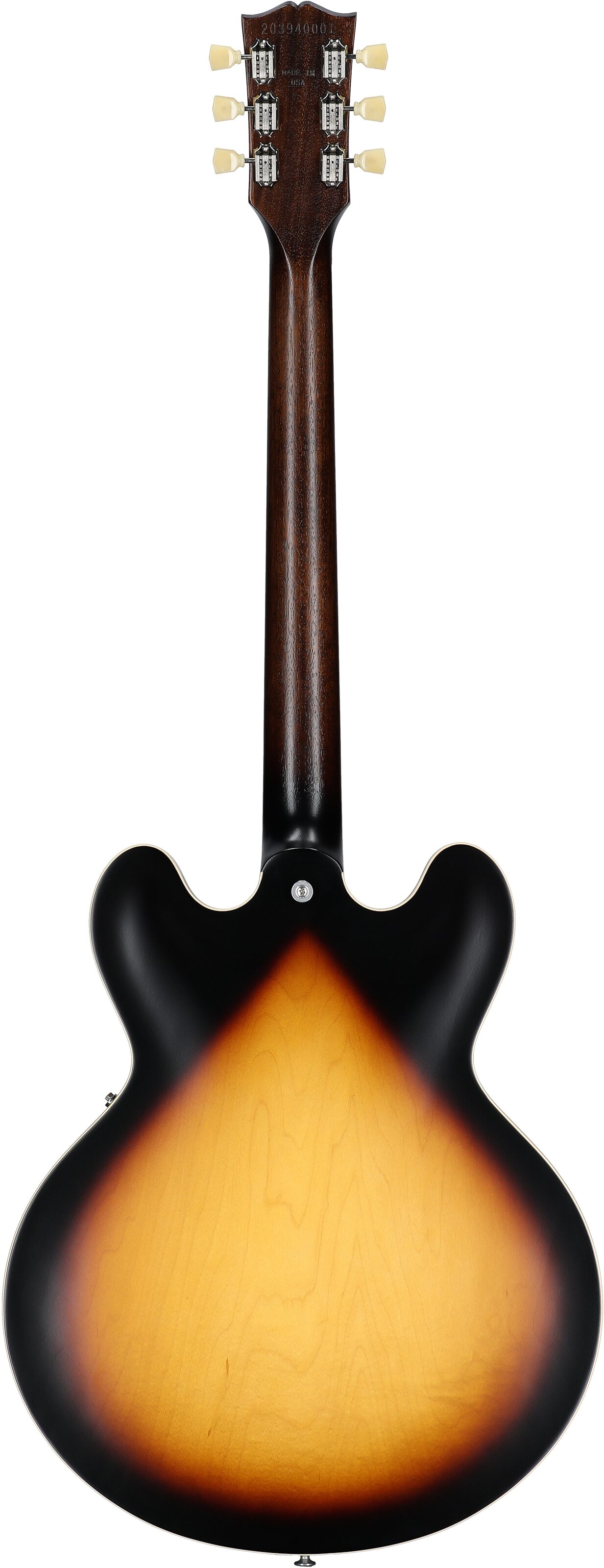 Gibson ES-335 Dot Satin Electric Guitar (with Case), Vintage Burst, Serial Number 203940001, Full Straight Back