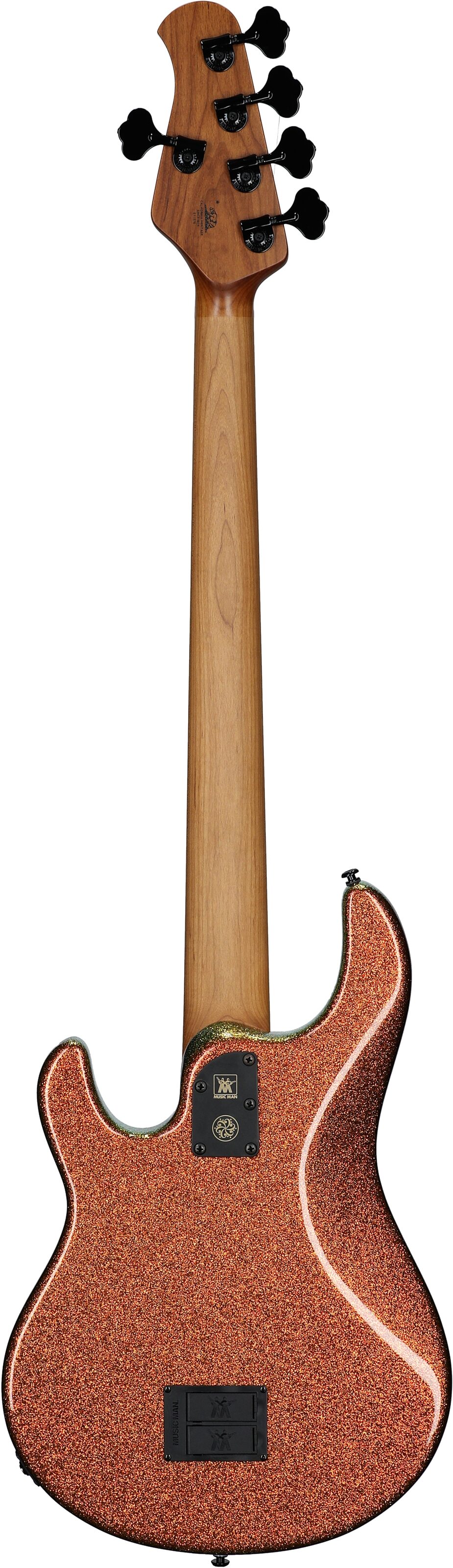 Ernie Ball Music Man DarkRay 5 Electric Bass Guitar (with Case), Gold Bar, Serial Number S11876, Full Straight Back