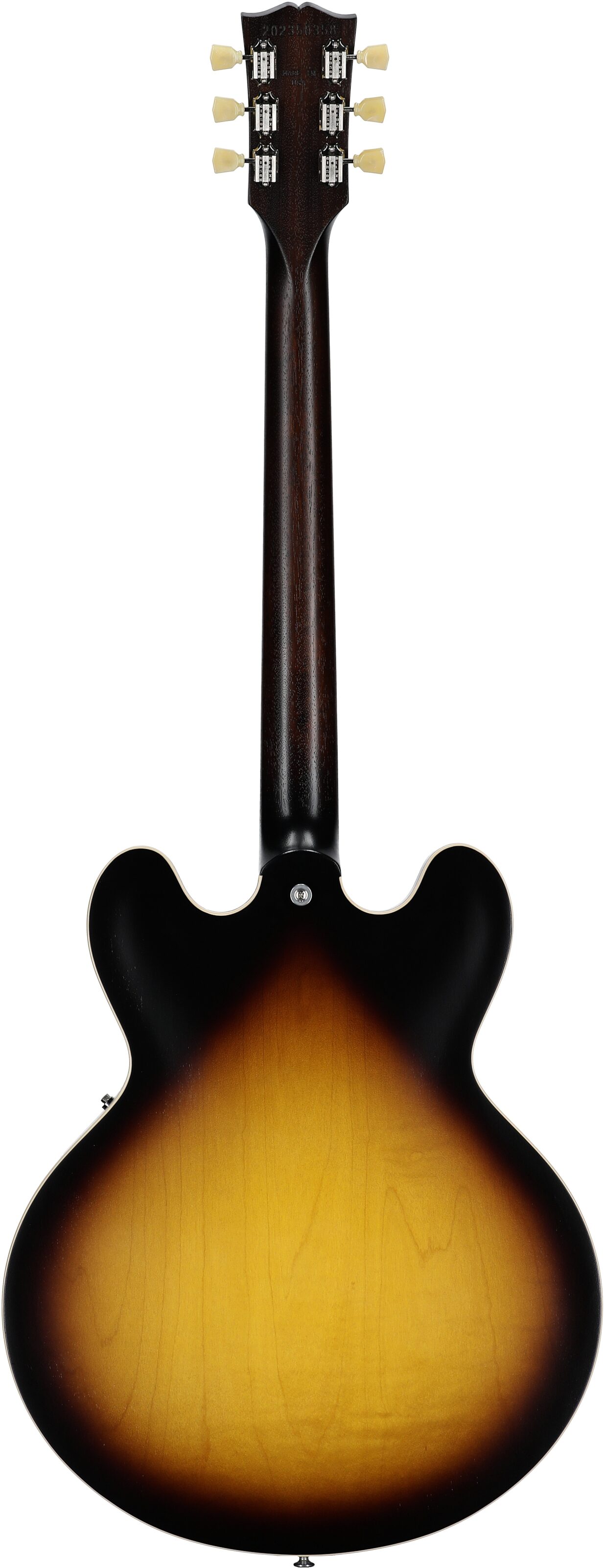 Gibson ES-335 Dot Satin Electric Guitar (with Case), Vintage Burst, Serial Number 202350358, Full Straight Back
