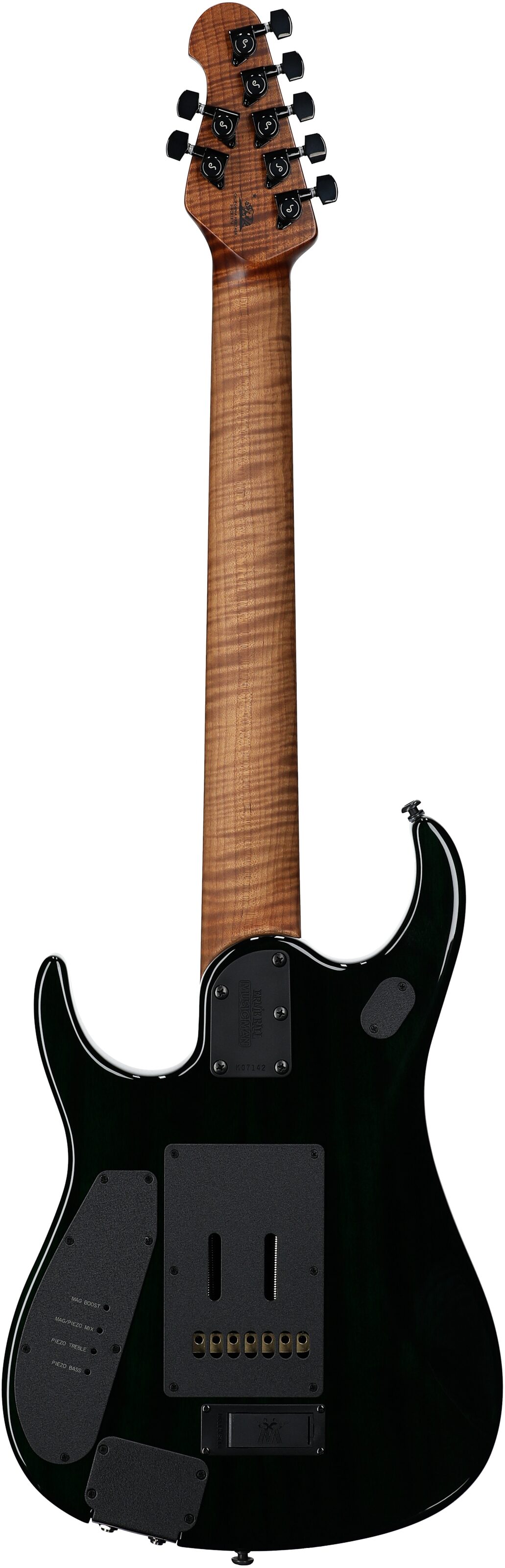 Ernie Ball Music Man John Petrucci JP15 7 Electric Guitar, 7-String (with Case), Tiger Eye Flame, Serial Number K07142, Full Straight Back