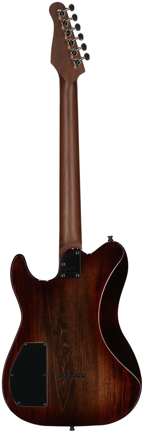 Godin Artisan TC Electric Guitar, Maple Fingerboard (with Case), Whiskey Burst, Serial Number 25314258, Full Straight Back