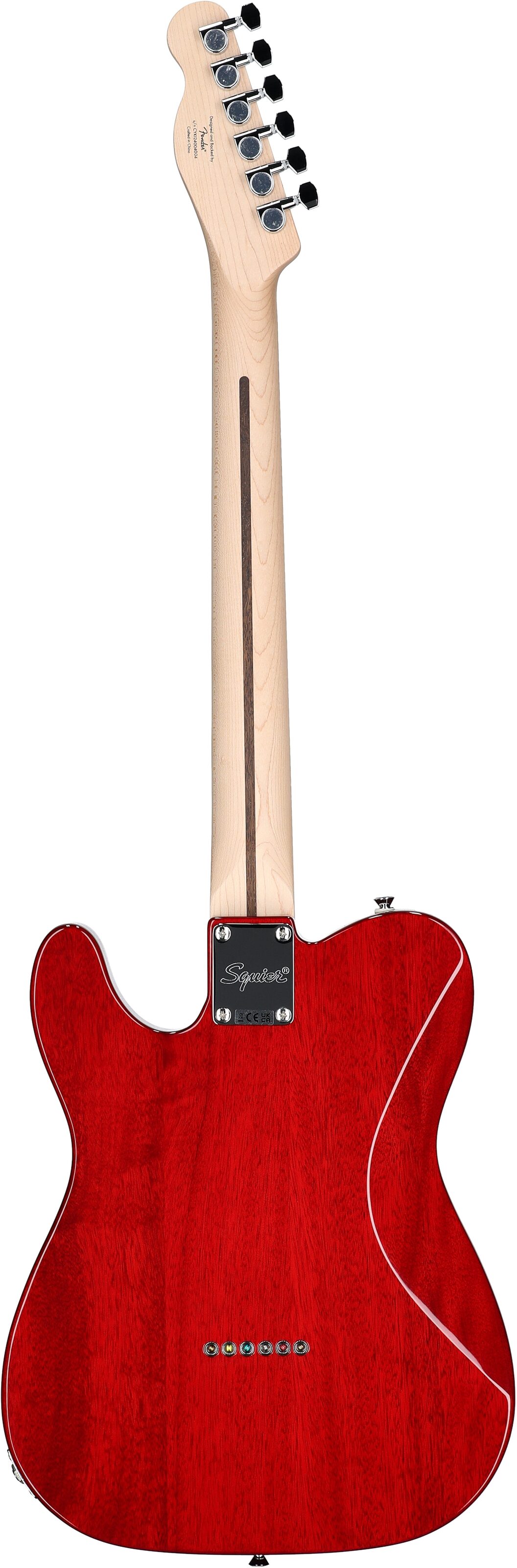 Squier Affinity Telecaster FMT SH Electric Guitar, with Laurel Fingerboard, Crimson Red Transparent, Full Straight Back