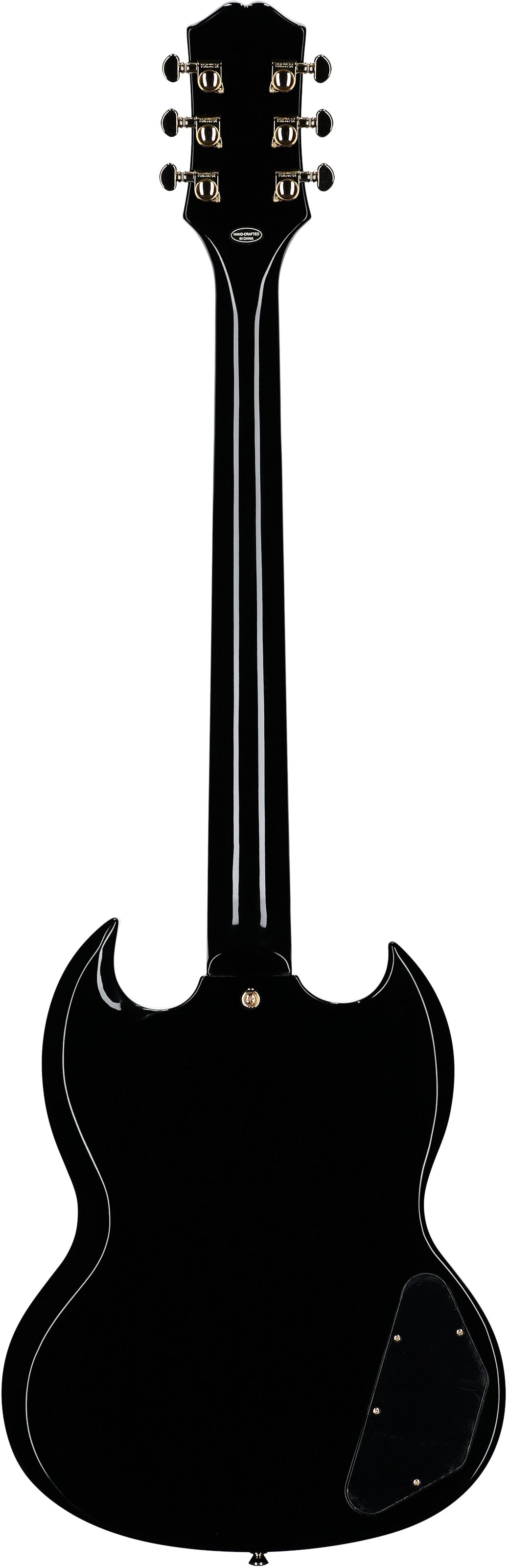 Epiphone Inspired by Gibson SG Custom Electric Guitar, Left-Handed (with Gig Bag), Ebony, Full Straight Back