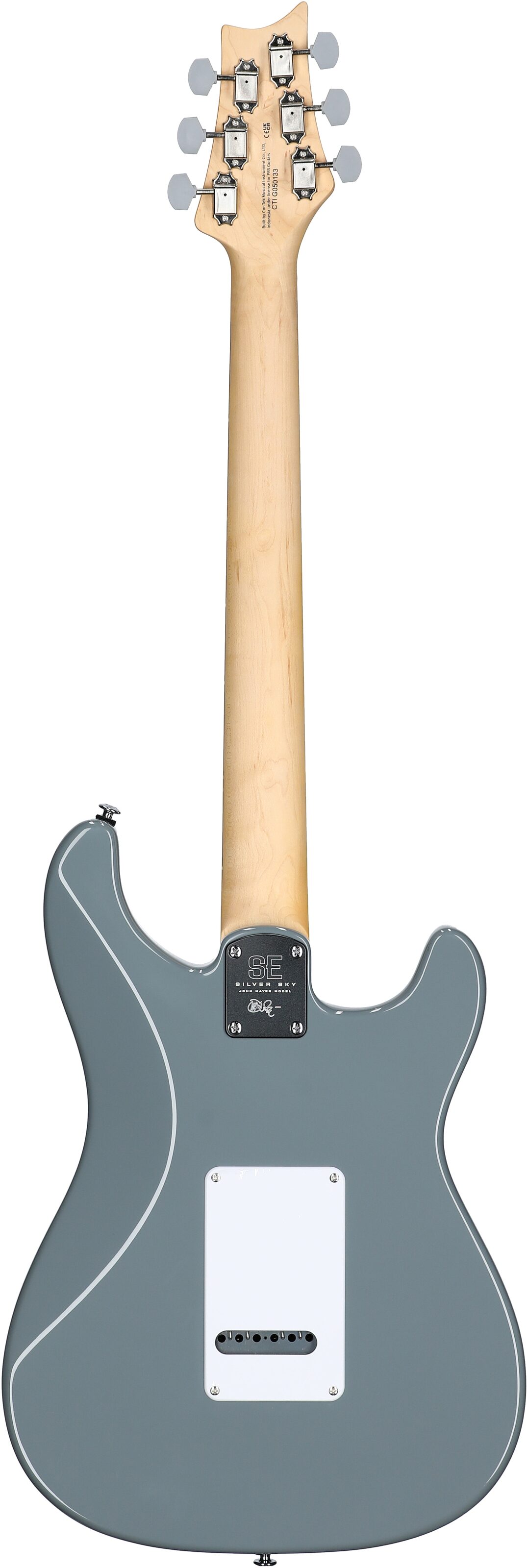 PRS Paul Reed Smith SE Silver Sky Electric Guitar, Left-Handed, Rosewood Fretboard (with Gig Bag), Storm Gray, Full Straight Back