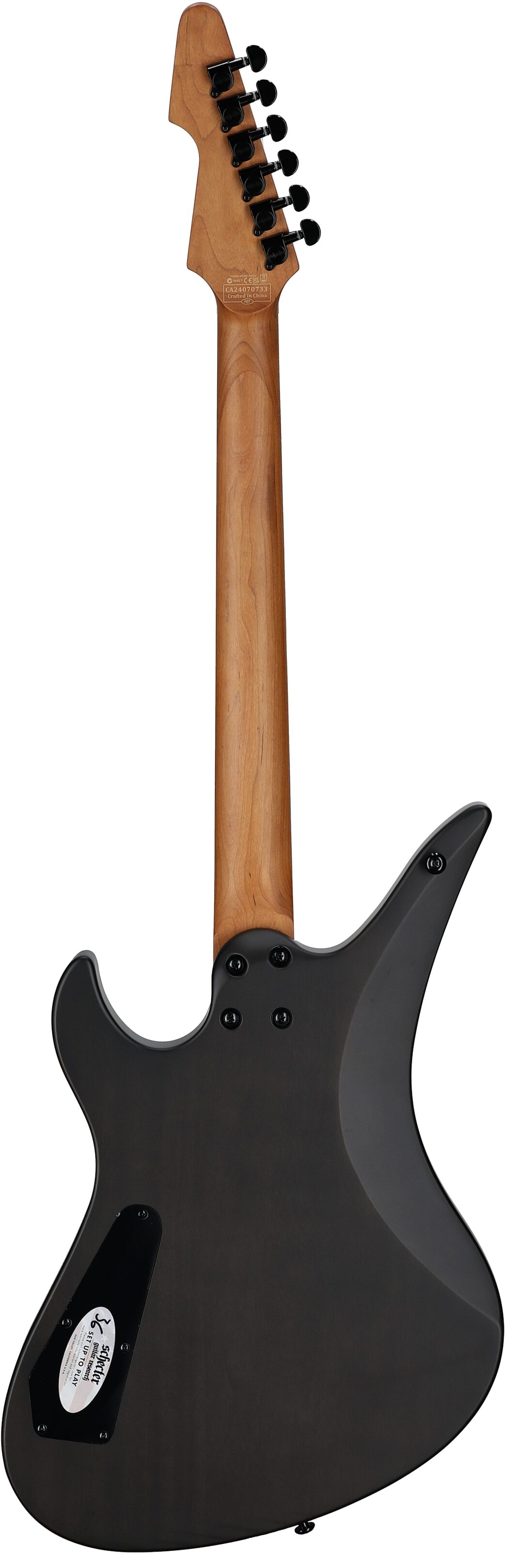 Schecter Avenger Standard Electric Guitar, Charcoal Satin, Full Straight Back