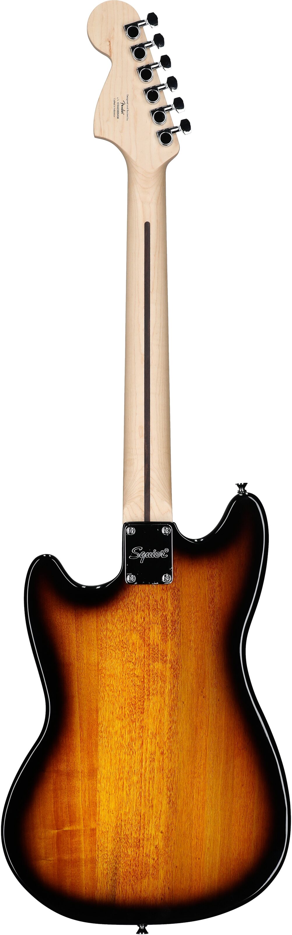 Squier Sonic Mustang Maple Neck Electric Guitar, Two Color Sunburst, Full Straight Back