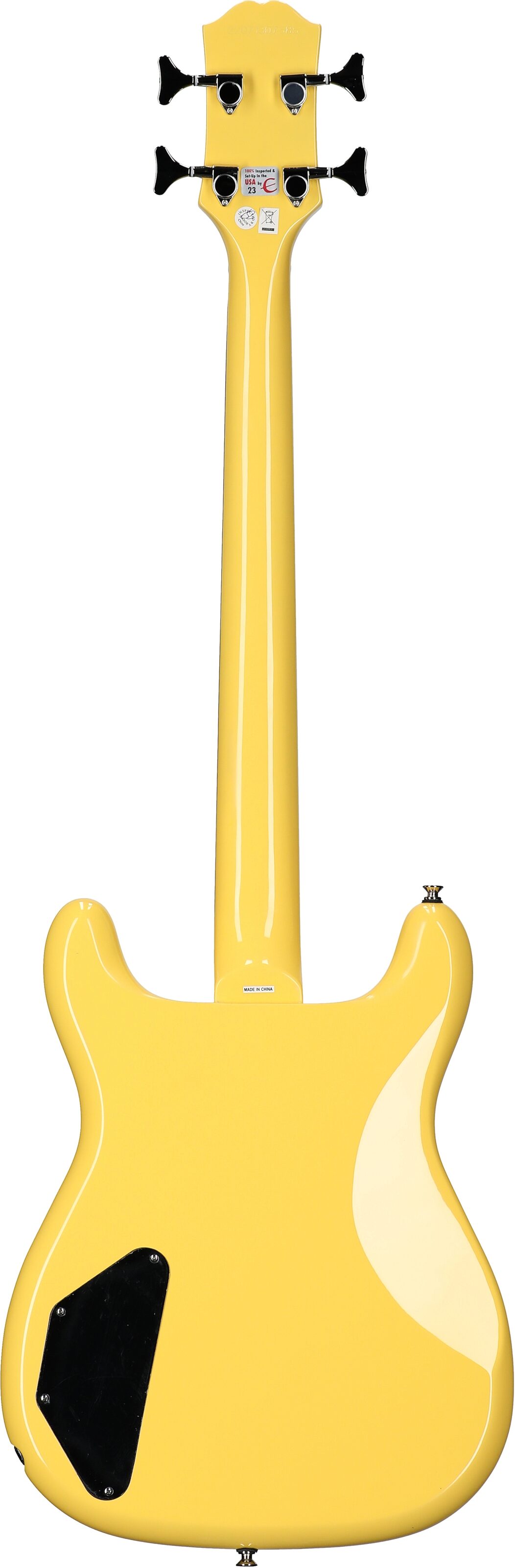 Epiphone Newport Bass Guitar, Sunset Yellow, Full Straight Back