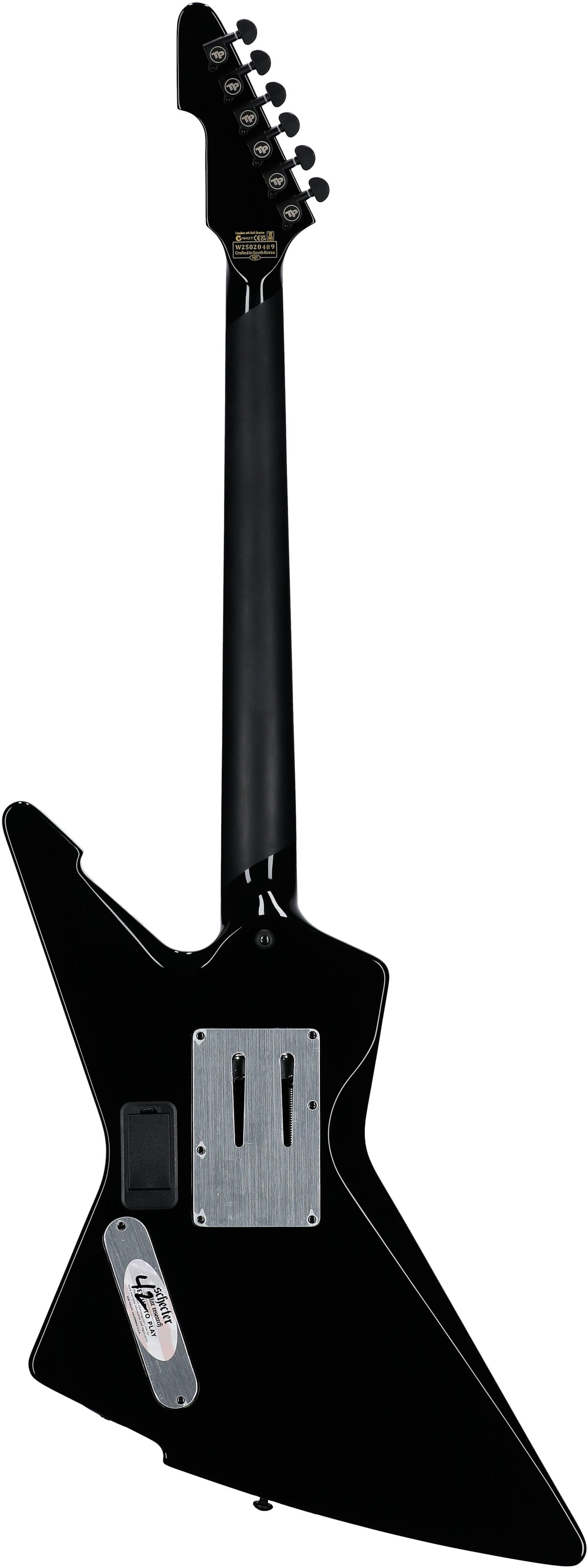Schecter E-1 FR Przym Palladium Electric Guitar, Gloss Black, Full Straight Back