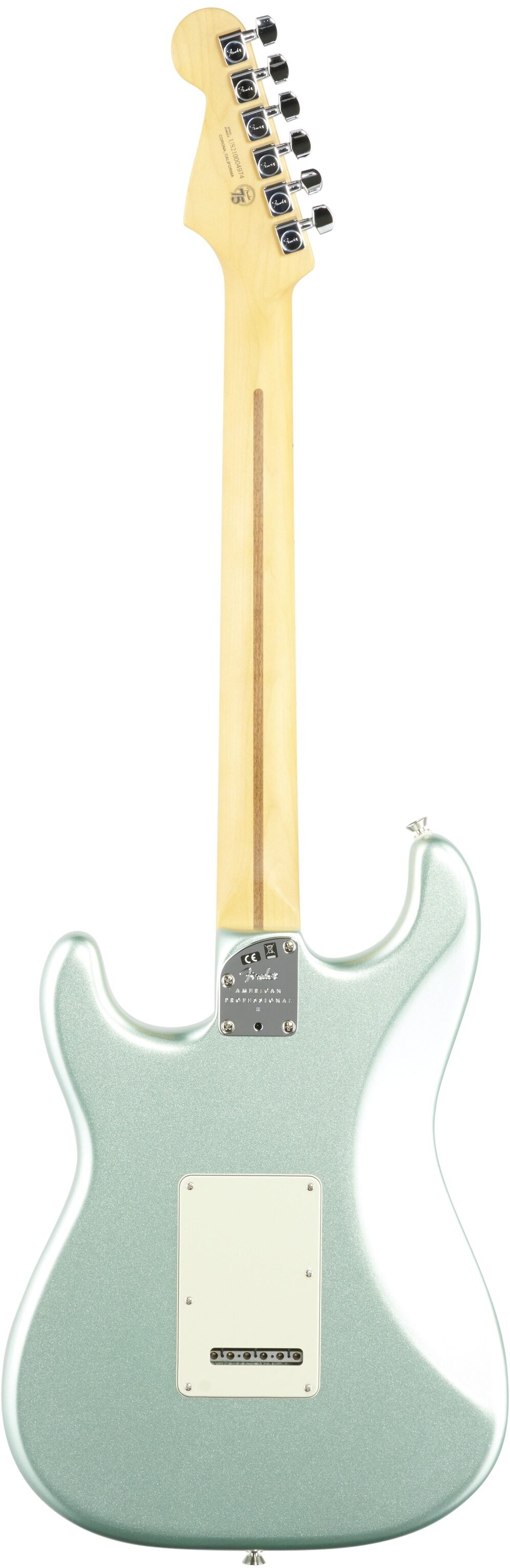 Fender American Pro II HSS Stratocaster Electric Guitar, Maple Fingerboard (with Case), Mystic Surf Green, Full Straight Back