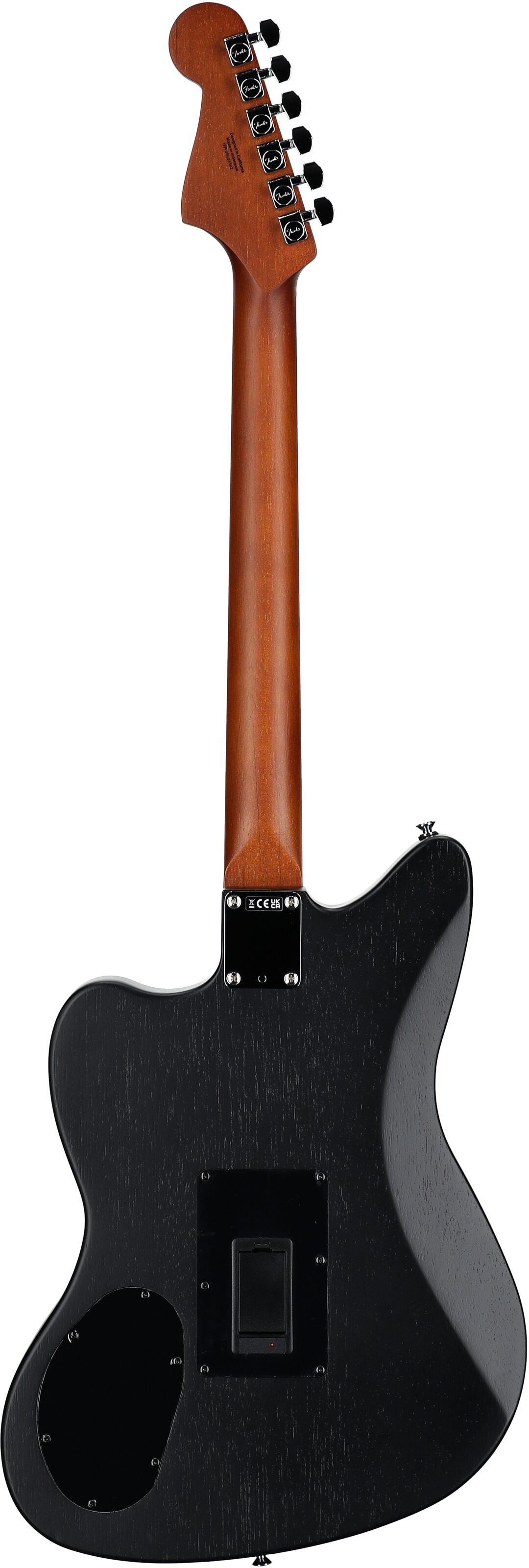 Fender Acoustasonic Standard Jazzmaster Acoustic-Electric Guitar, Black, Full Straight Back