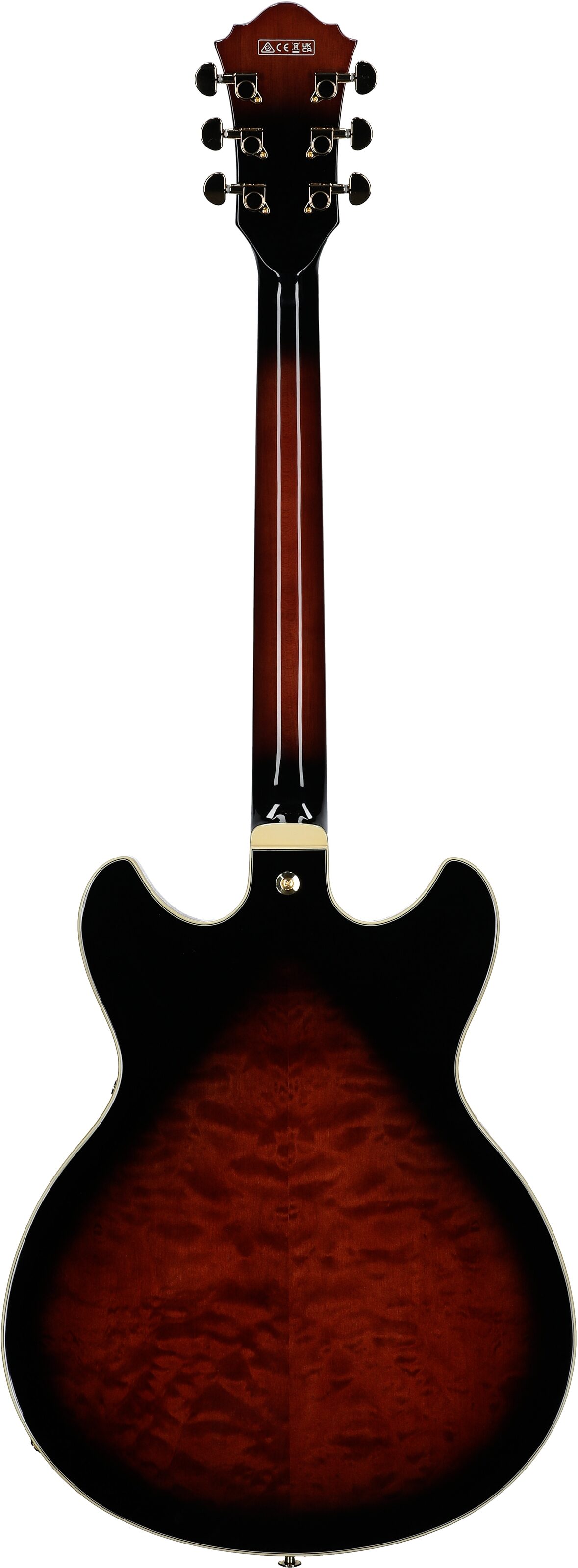Ibanez AS93QMSP Artcore Electric Guitar, Dark Brown Sunburst, Full Straight Back