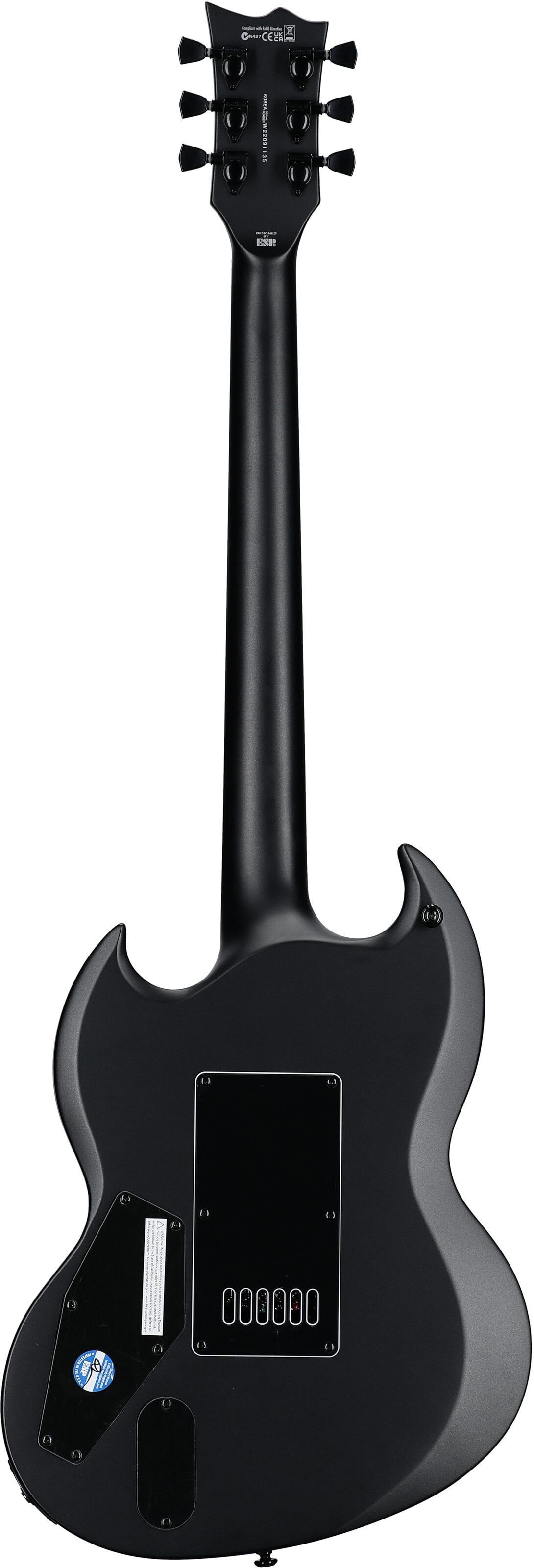 ESP LTD Viper 1000 Evertune Electric Guitar, Charcoal Metallic Satin, Full Straight Back