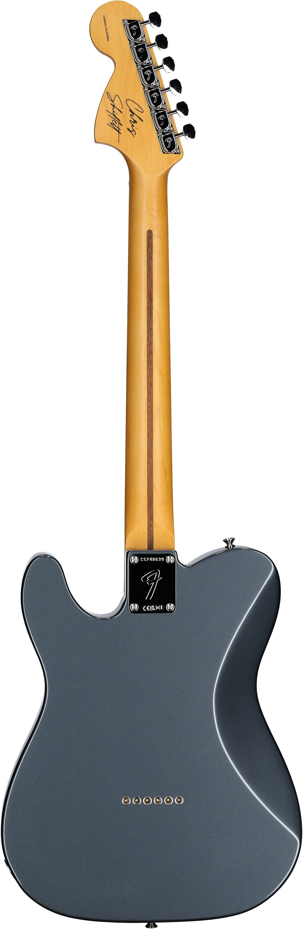 Fender Chris Shiflett Cleaver Telecaster Deluxe Electric Guitar (with Case), Charcoal, Full Straight Back