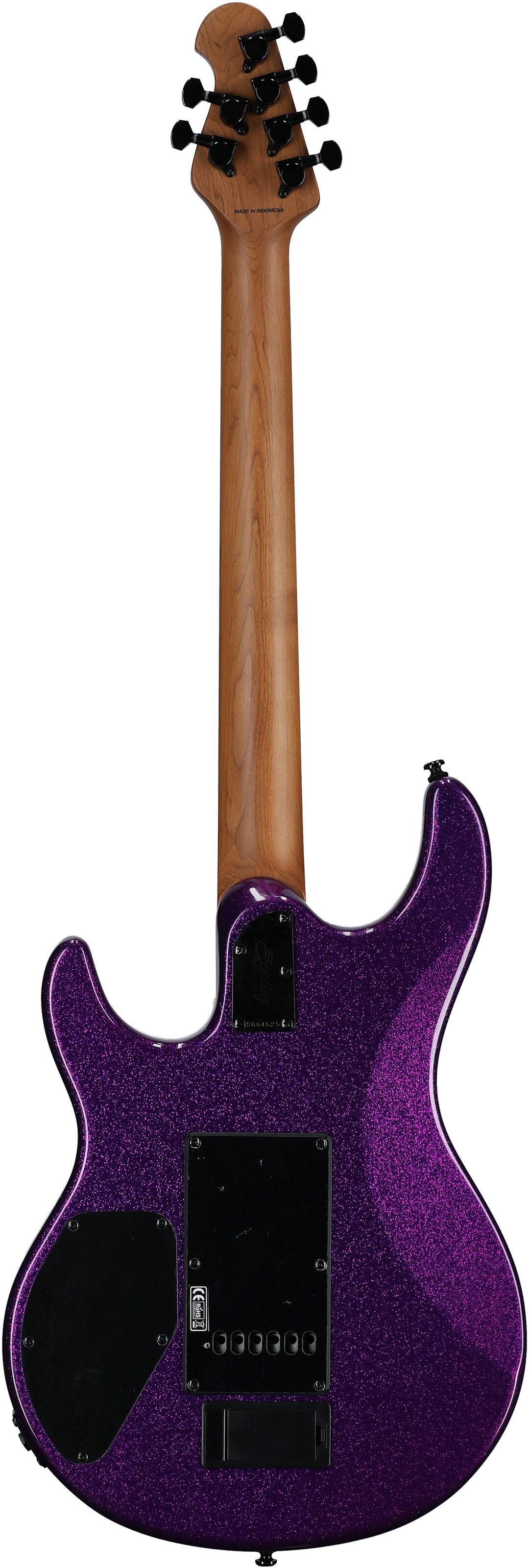 Sterling by Music Man LK100 Luke Electric Guitar, Purple Sparkle, Full Straight Back