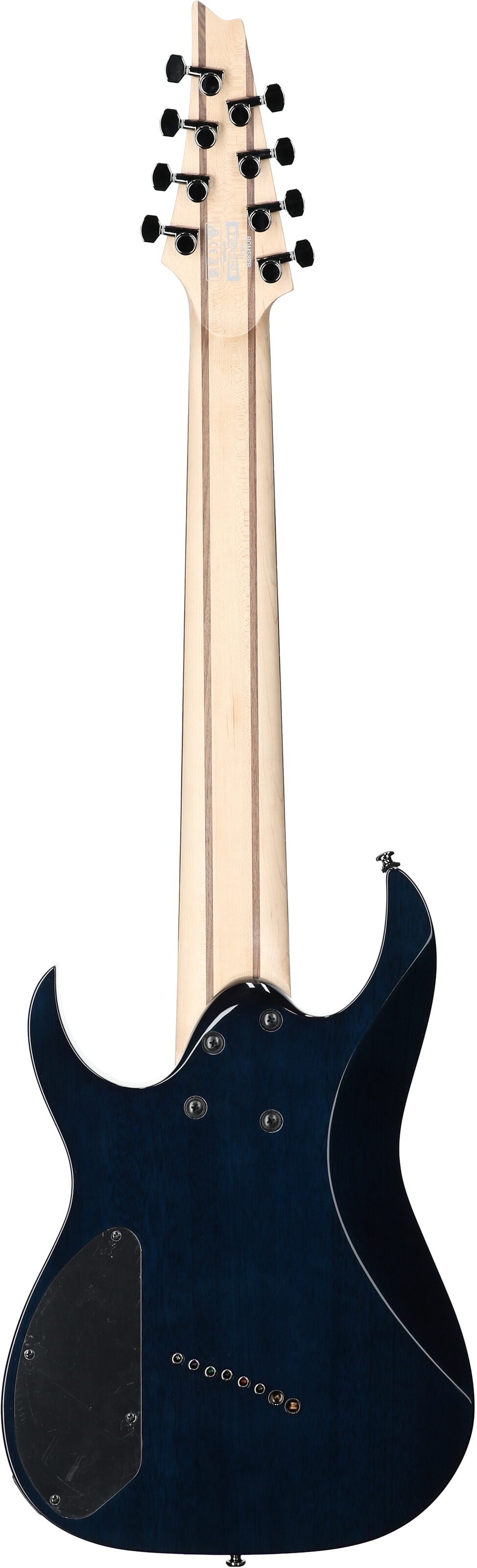 Ibanez RGMS8PB Multi-scale Electric Guitar, 8-String, Cosmic Blue Sunburst, Full Straight Back