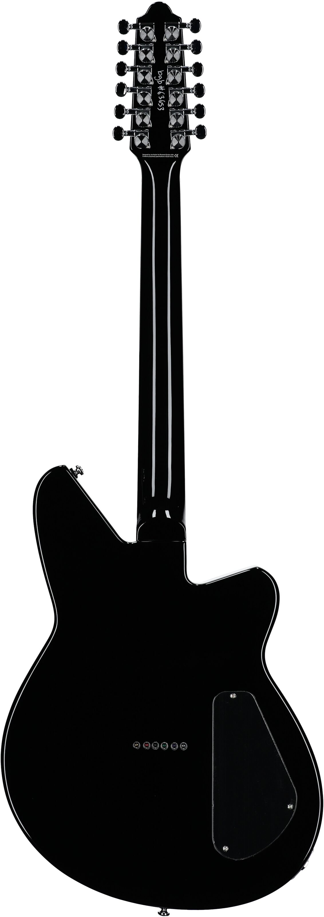 Reverend Airwave Electric Guitar, 12-String (Left-Handed), Midnight Black, Full Straight Back