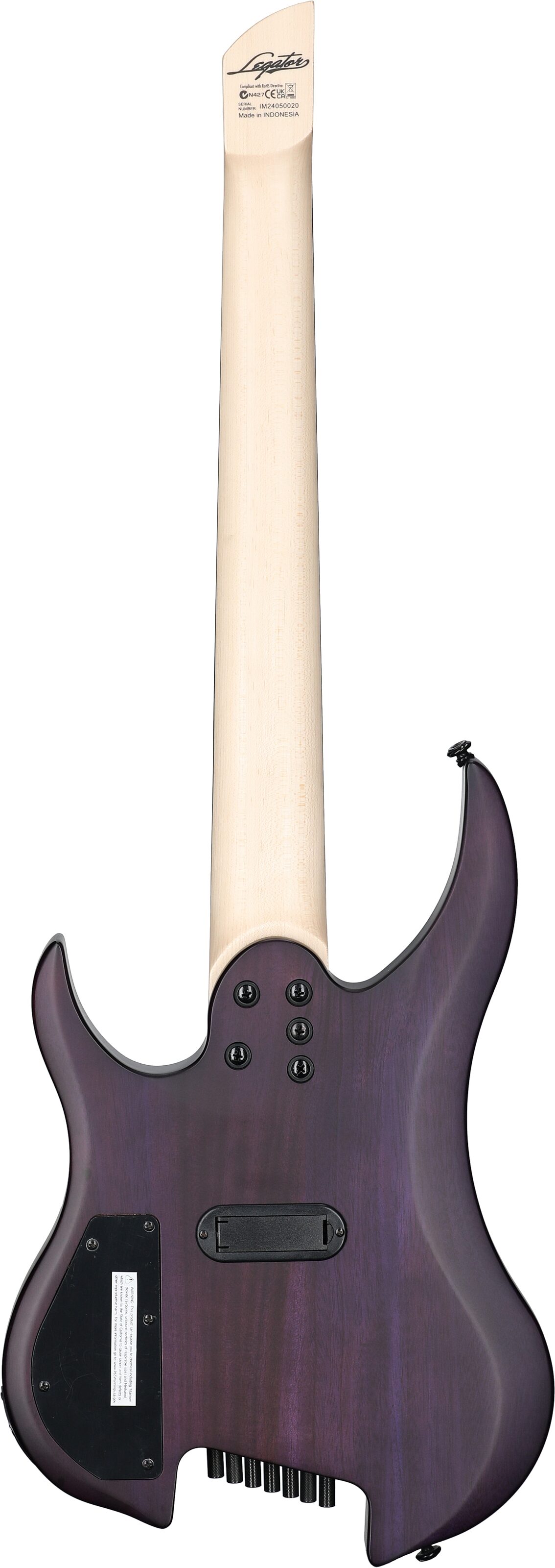 Legator Ghost 7 Super Shred Electric Guitar, Purple Flame, Open Box (Very Good), Full Straight Back